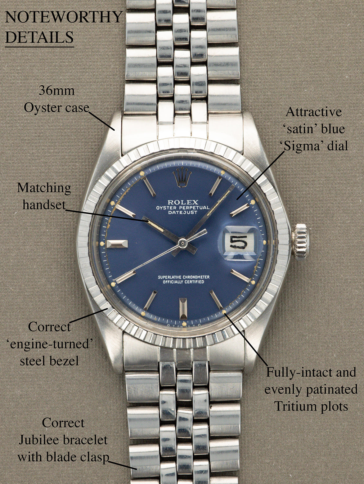 Rolex Datejust Ref. 1603 - Satin Blue 'Sigma' Dial