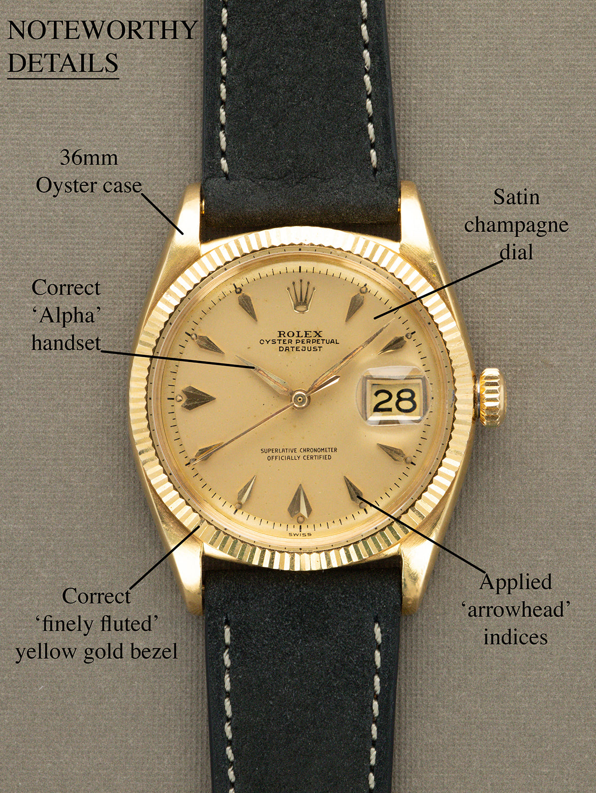 Rolex Datejust Ref. 6605 - Satin Champagne Dial