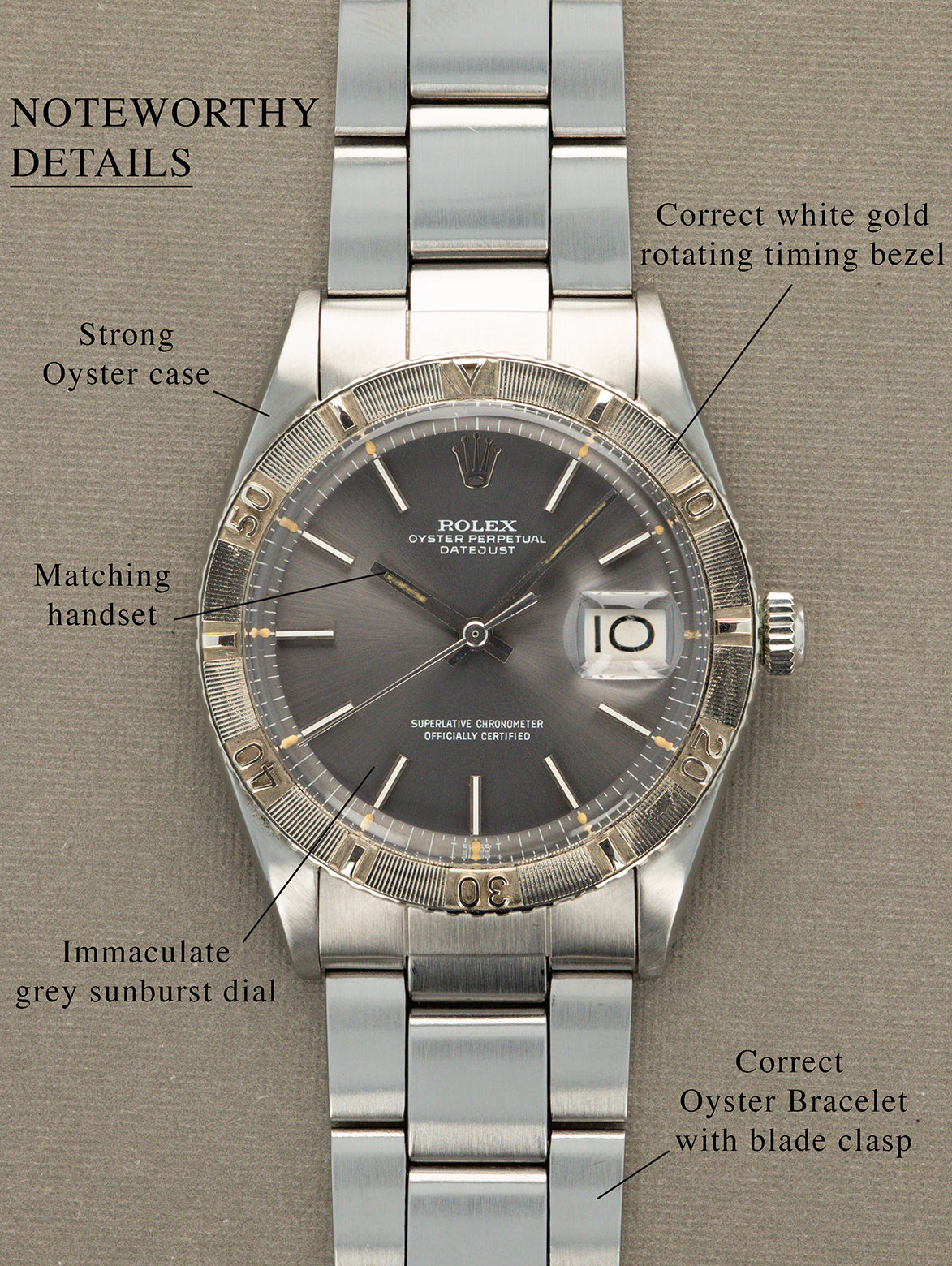 Rolex Turn-O-Graph Ref. 1625 - Sunburst Grey Dial
