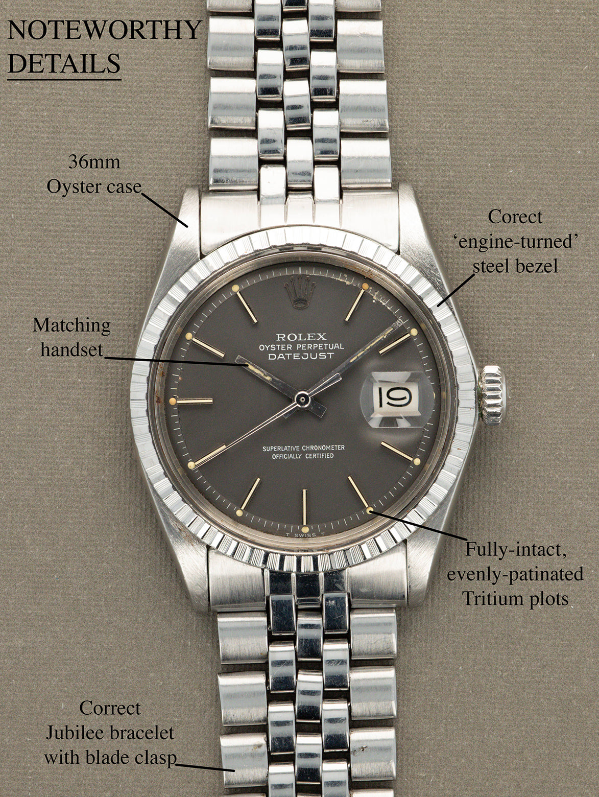 Rolex Datejust Ref. 1603 - Satin Grey Dial