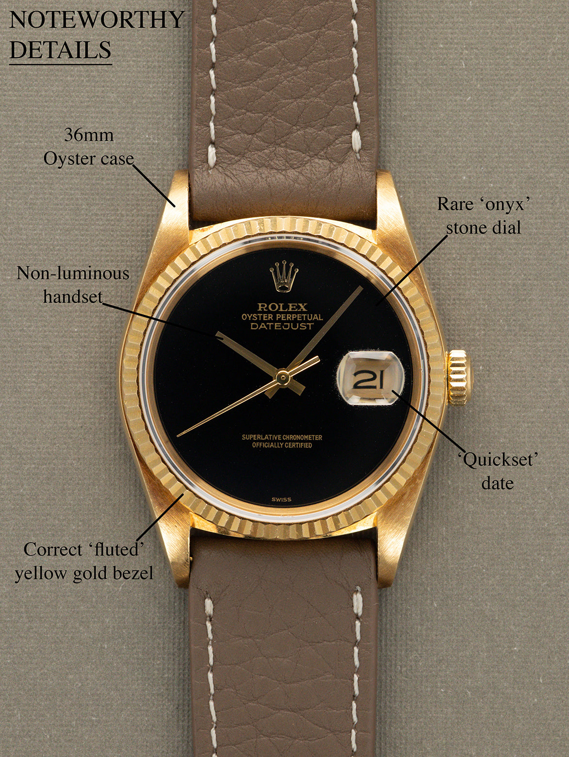 Rolex Datejust Ref. 16018 - 'Onyx' Stone Dial Unpolished