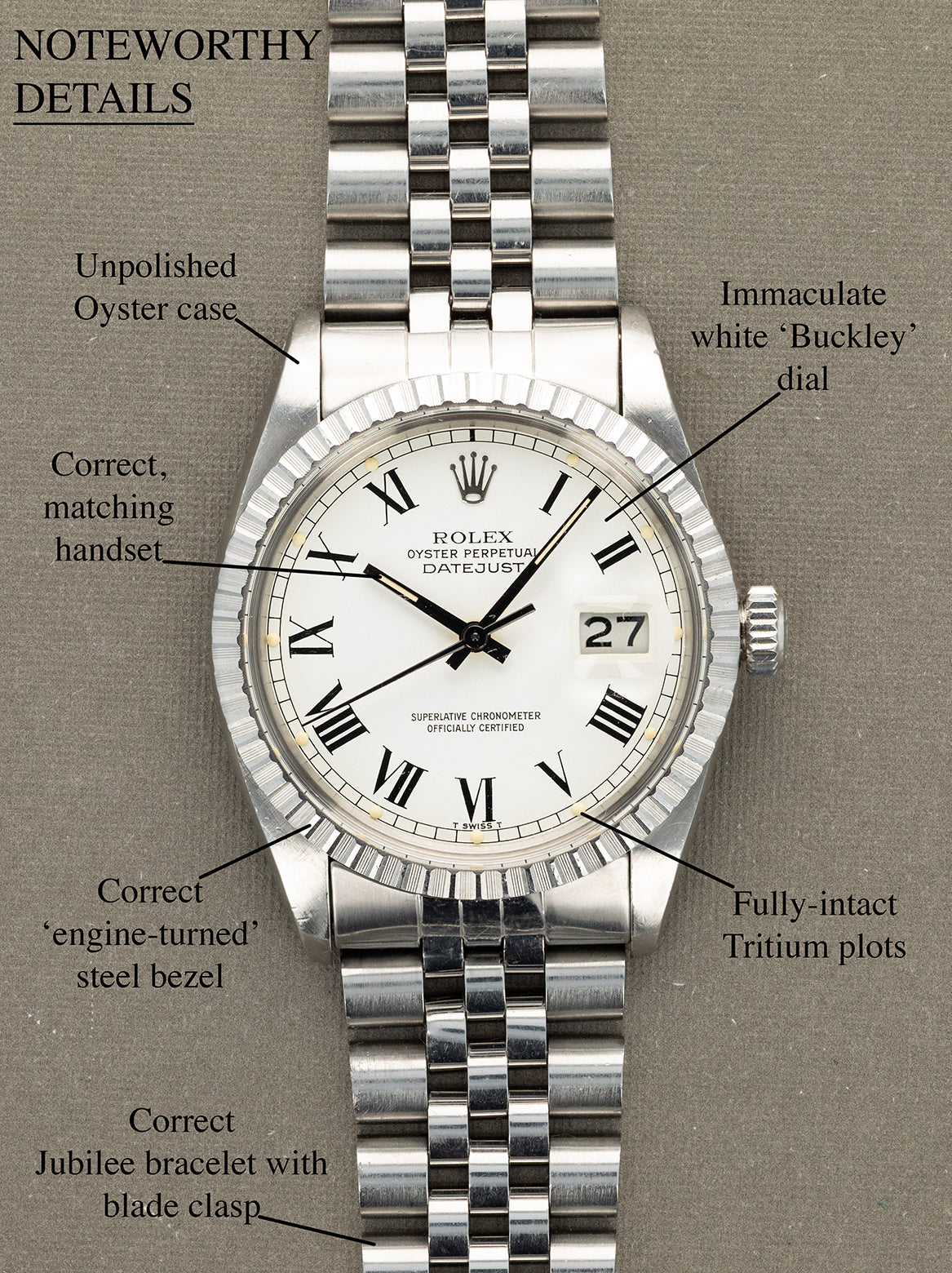 Rolex Datejust Ref. 16030 - White 'Buckley' Dial Unpolished