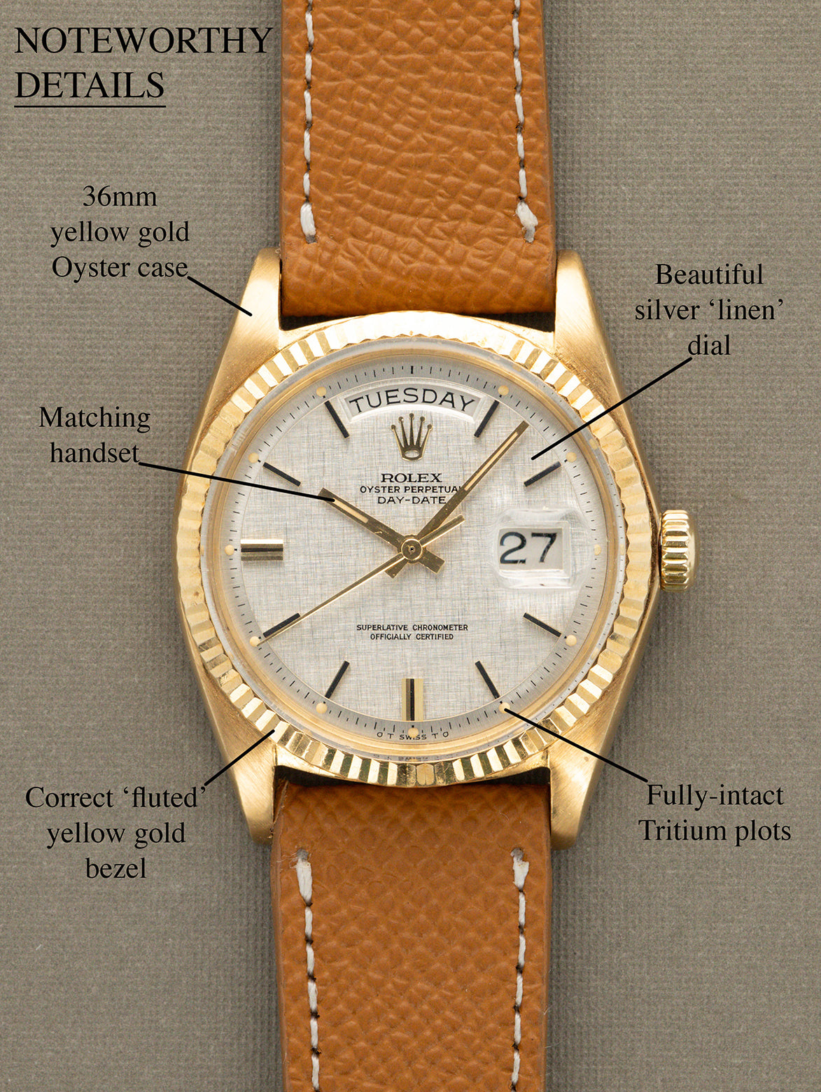 Rolex Day-Date Ref. 1803 - Silver 'Linen Sigma' Dial
