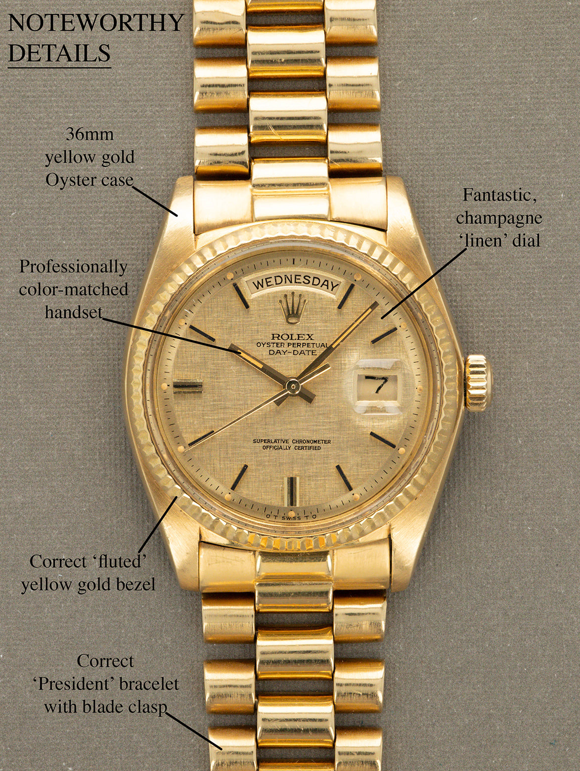 Rolex Day-Date Ref. 1803 - Champagne 'Linen Sigma' Dial