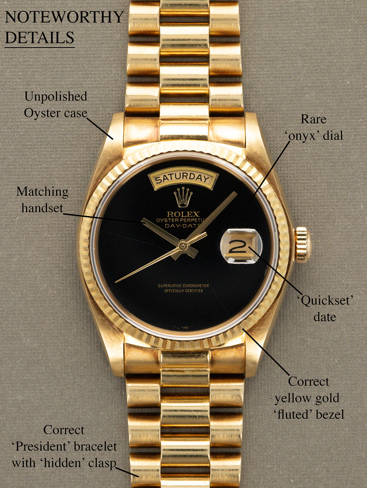 Rolex Day-Date Ref. 18038 - 'Onyx' Dial Unpolished