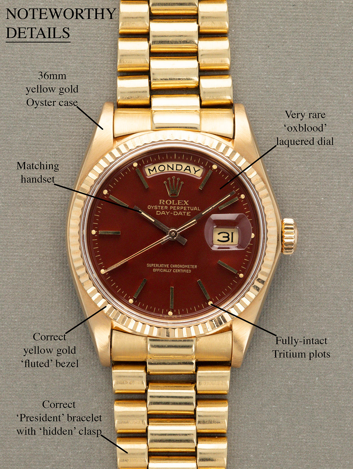 Rolex Day-Date Ref. 1803 - Oxblood 'Stella' Dial