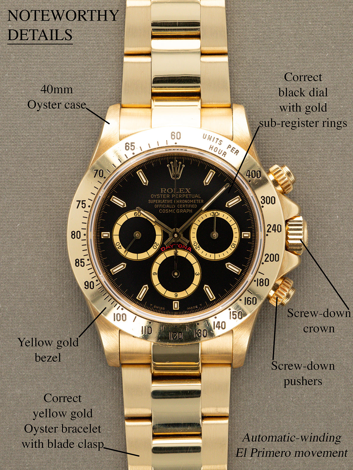 Rolex Daytona Ref. 16528 'Zenith' - Black 'Inverted 6' Dial