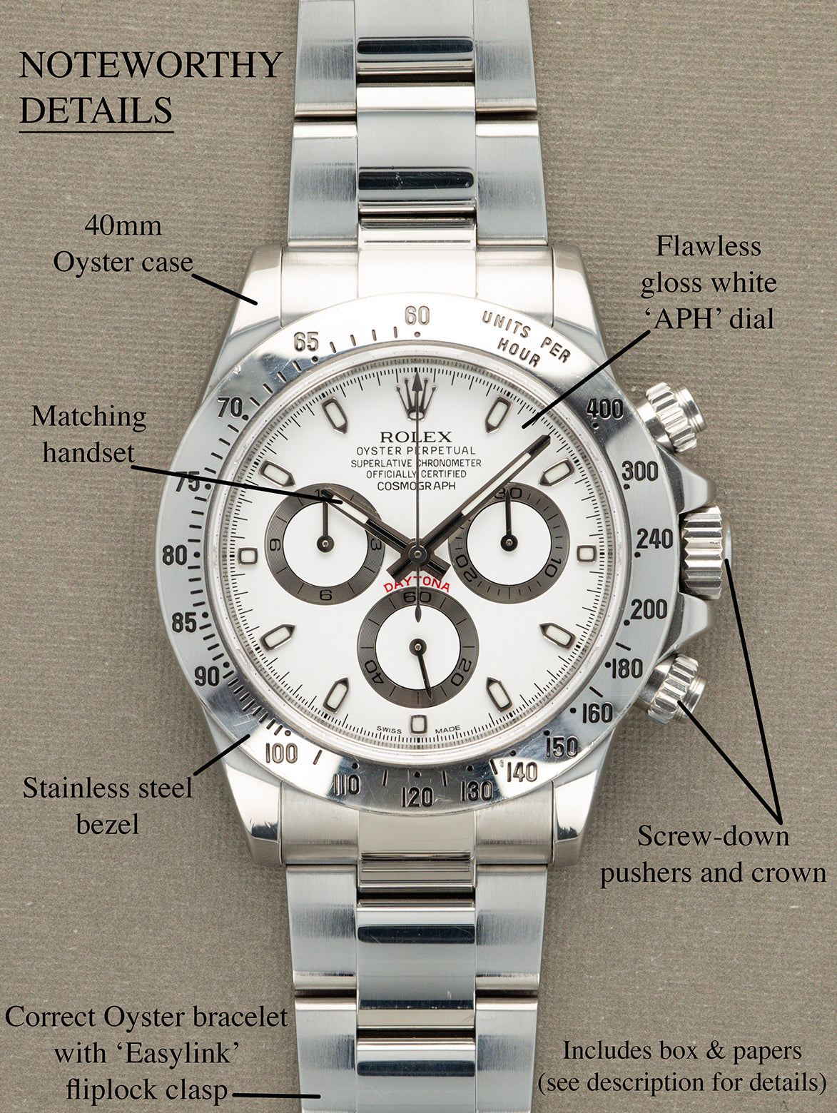 Rolex Daytona Ref. 116520 - White 'APH' Dial w/ Full Set