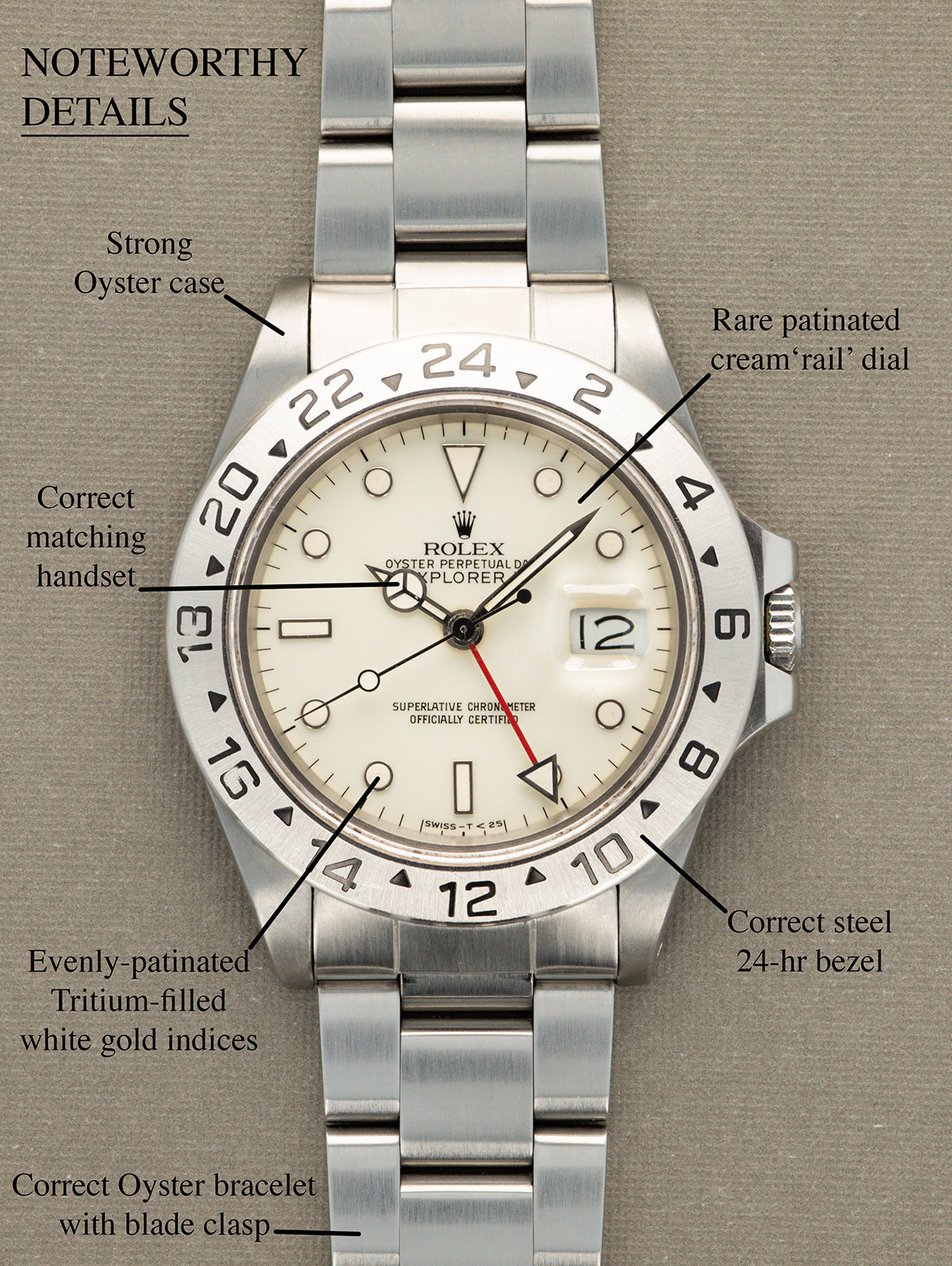 Rolex Explorer II Ref. 16550 - Cream 'Rail' Dial