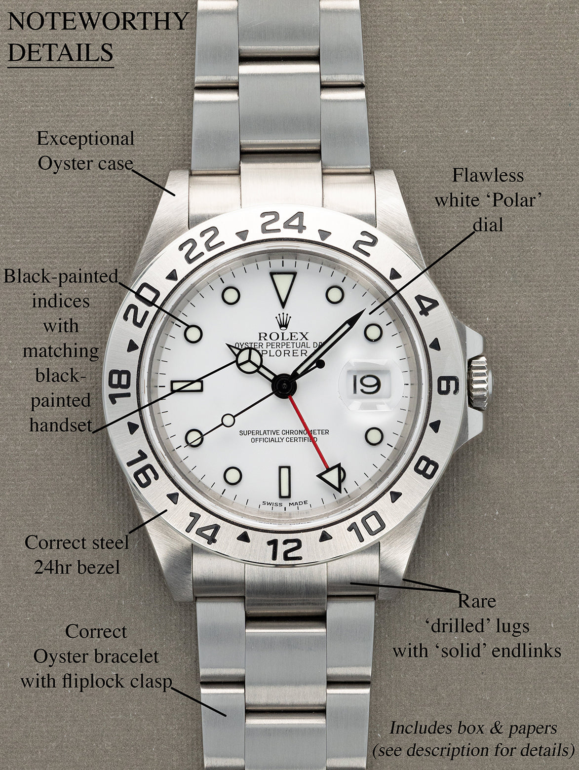 Rolex Explorer II Ref. 16570 - White 'Polar' Dial w/ Box & Papers
