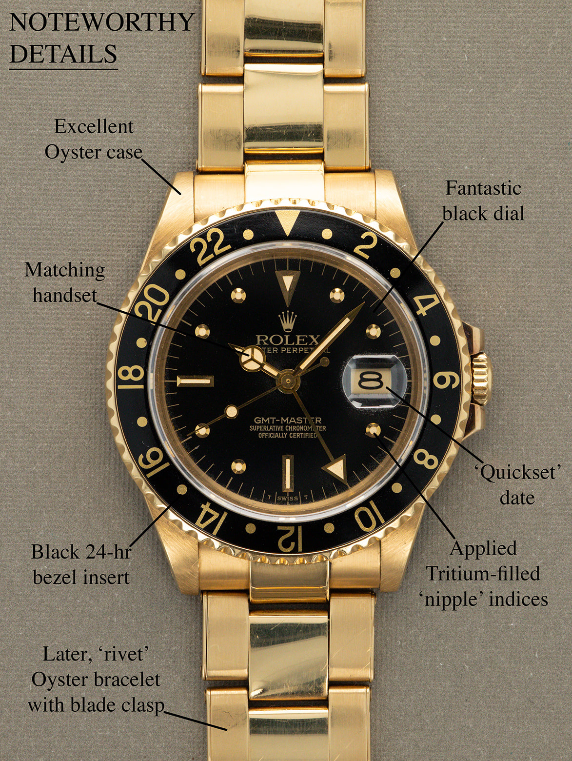 Rolex GMT-Master Date Ref. 16758 - Black 'Nipple' Dial