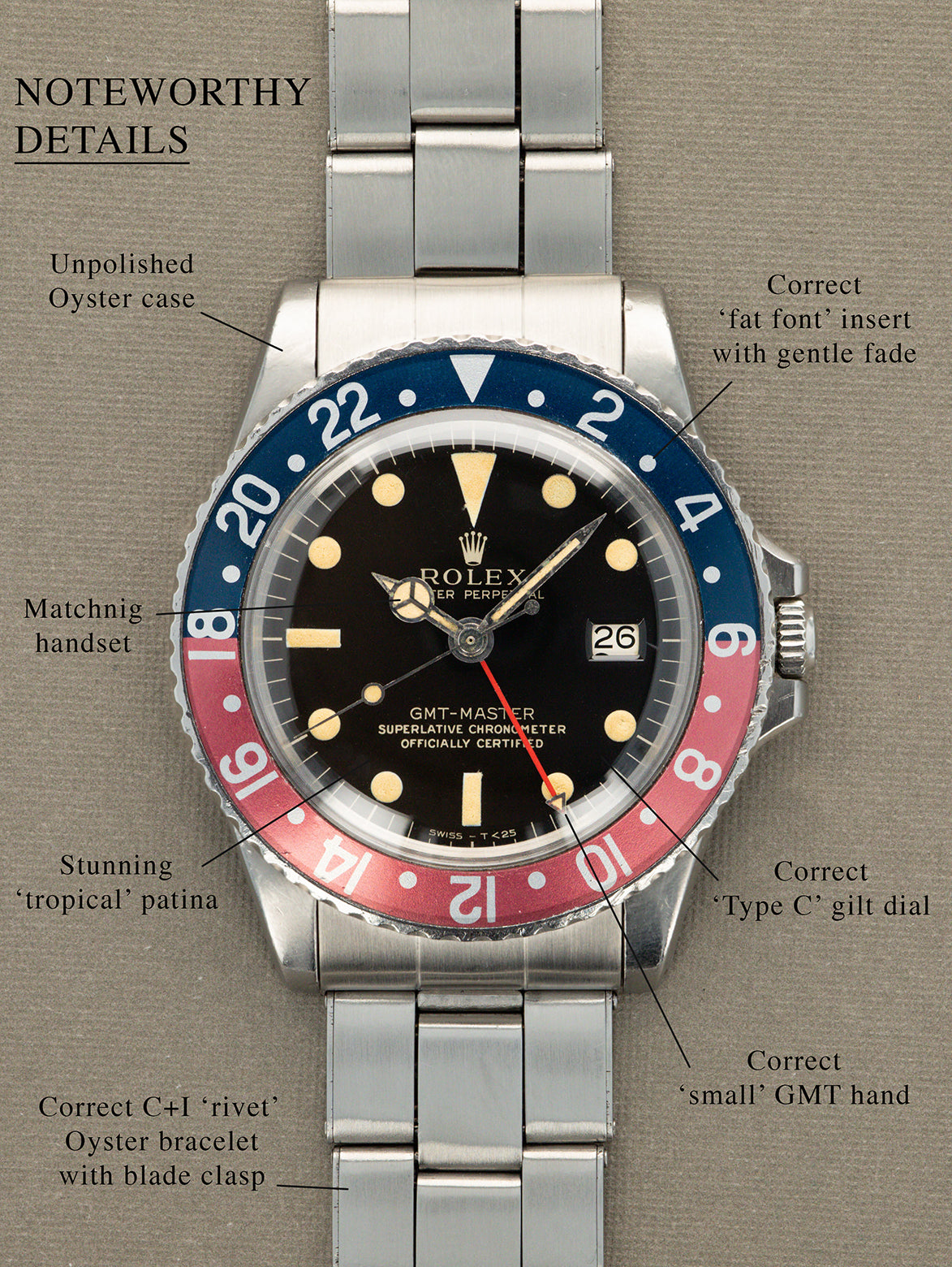 Rolex GMT-Master Ref. 1675 - Tropical 'Gilt' Dial Unpolished