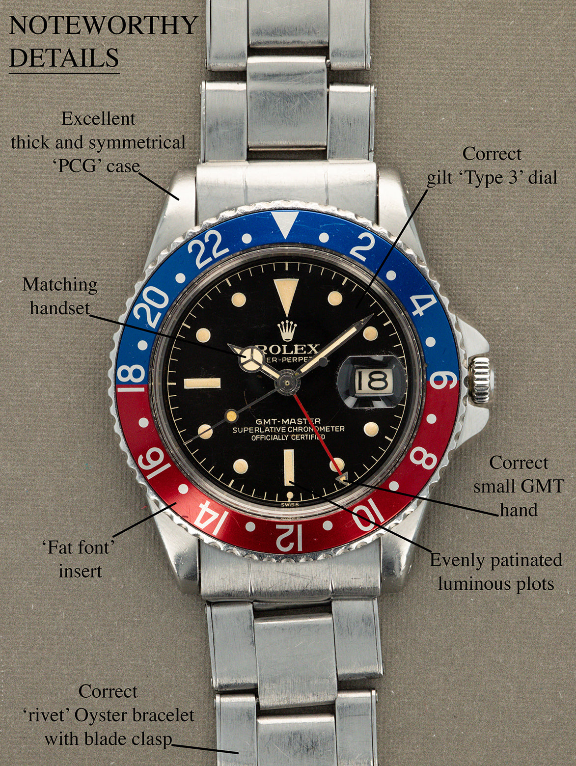 Rolex GMT-Master Ref. 1675 'PCG' - Gilt 'Chapter Ring' Dial