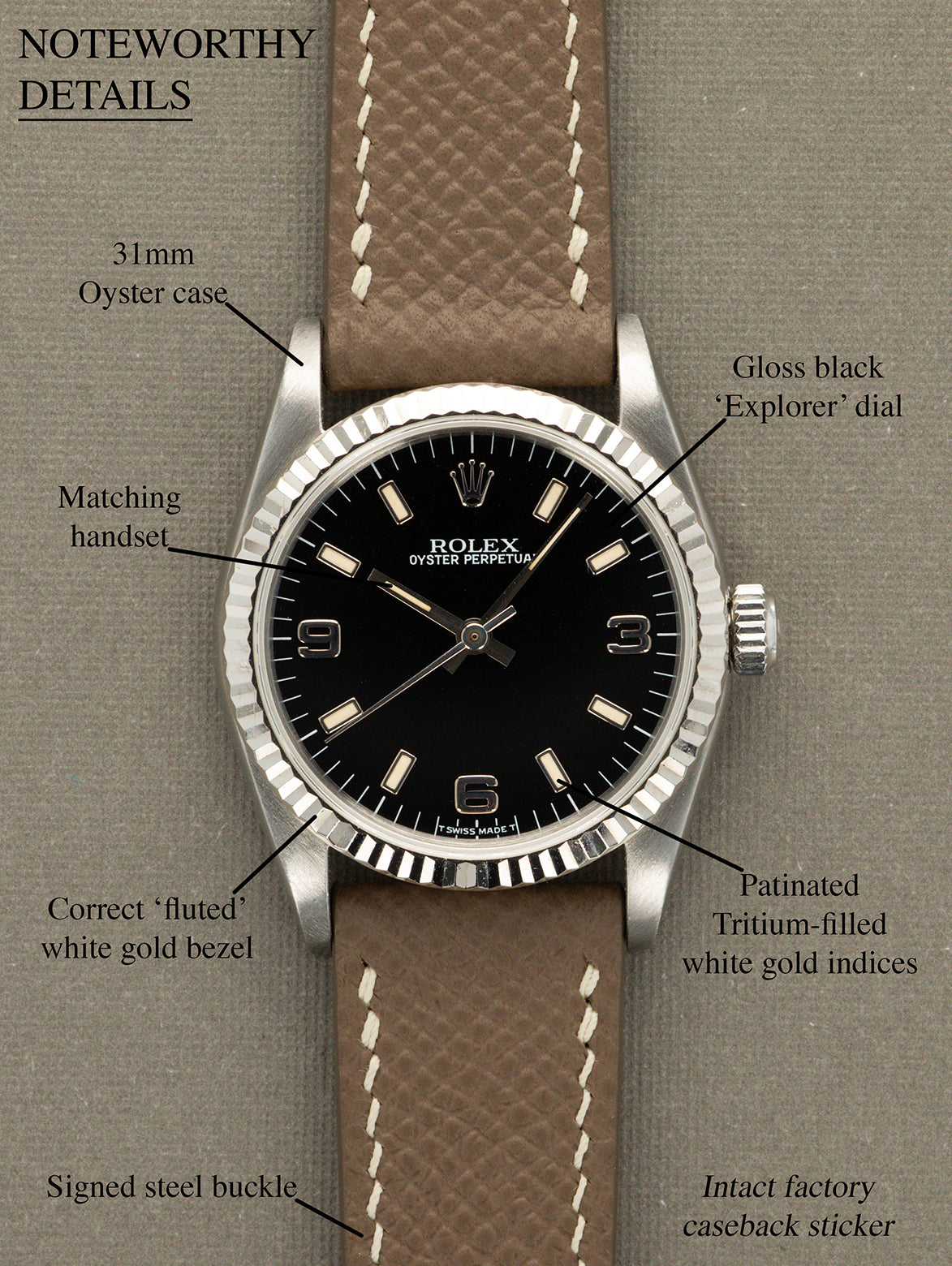Rolex Oyster Perpetual Ref. 67514 'Midsize' - Gloss Black 'Explorer' Dial