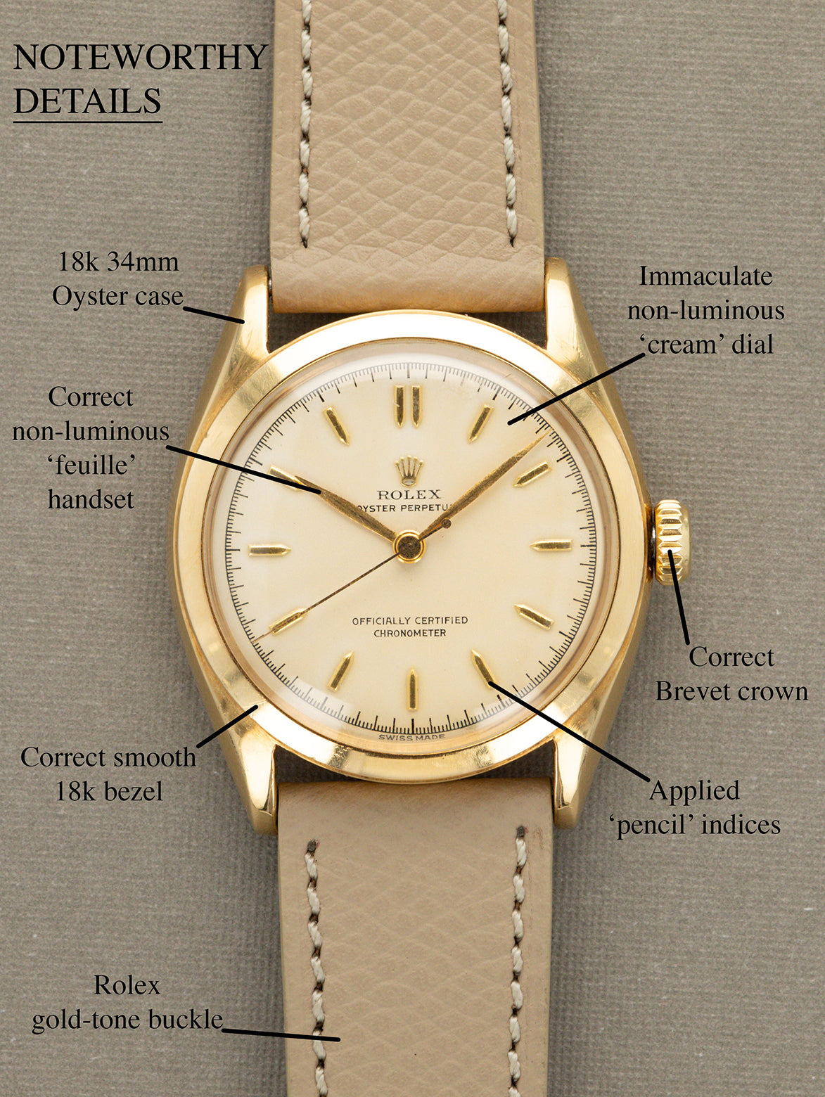 Rolex Oyster Perpetual Ref. 6084 - Non-Luminous 'Cream' Dial Unpolished