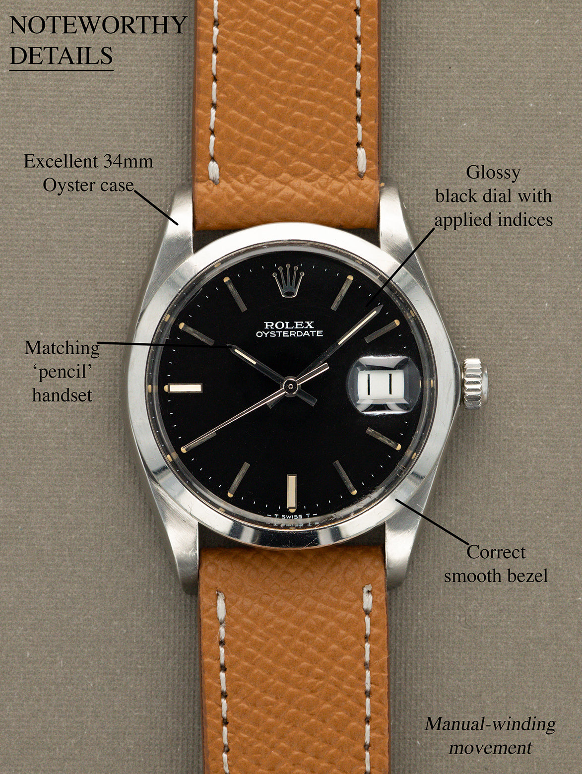 Rolex Oysterdate Ref. 6694 - Gloss Black Dial Unpolished