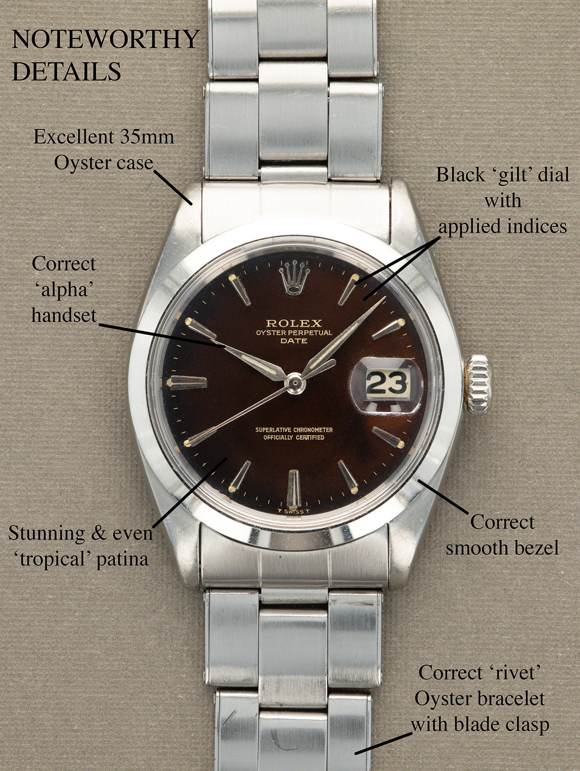 Rolex Oyster Perpetual Date Ref. 1500 - Tropical 'Gilt' Dial