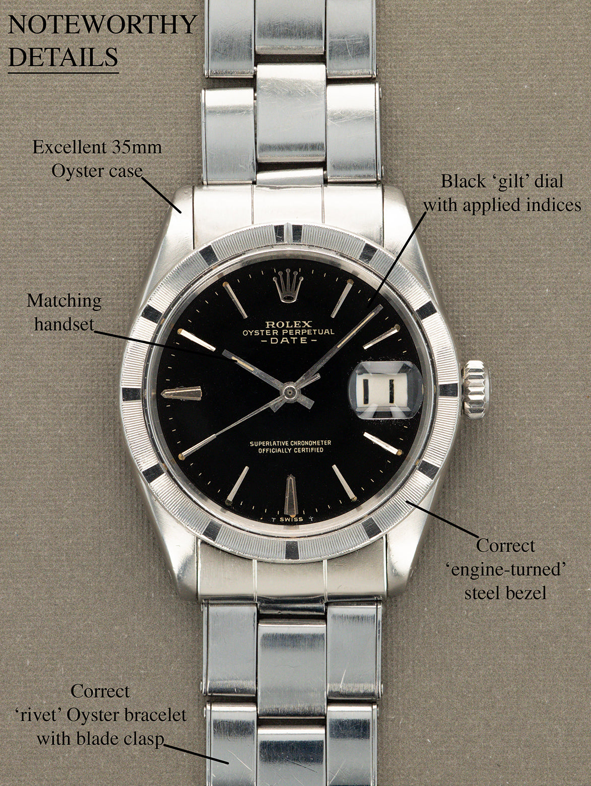 Rolex Oyster Perpetual Date Ref. 1501 - Black 'Gilt' Dial