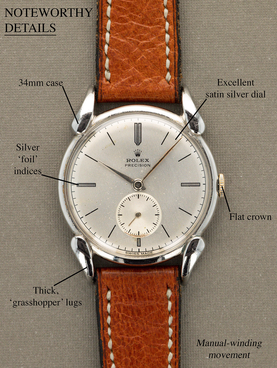 Rolex Precision 'Grasshopper' Ref. 4560 - Satin Silver Dial