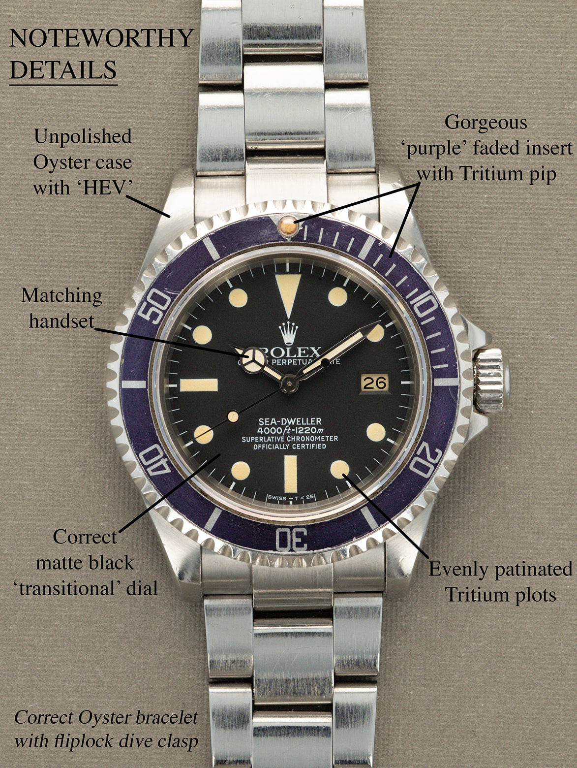 Rolex Sea-Dweller Ref. 16660 - 'Triple 6' Matte Black Transitional Unpolished