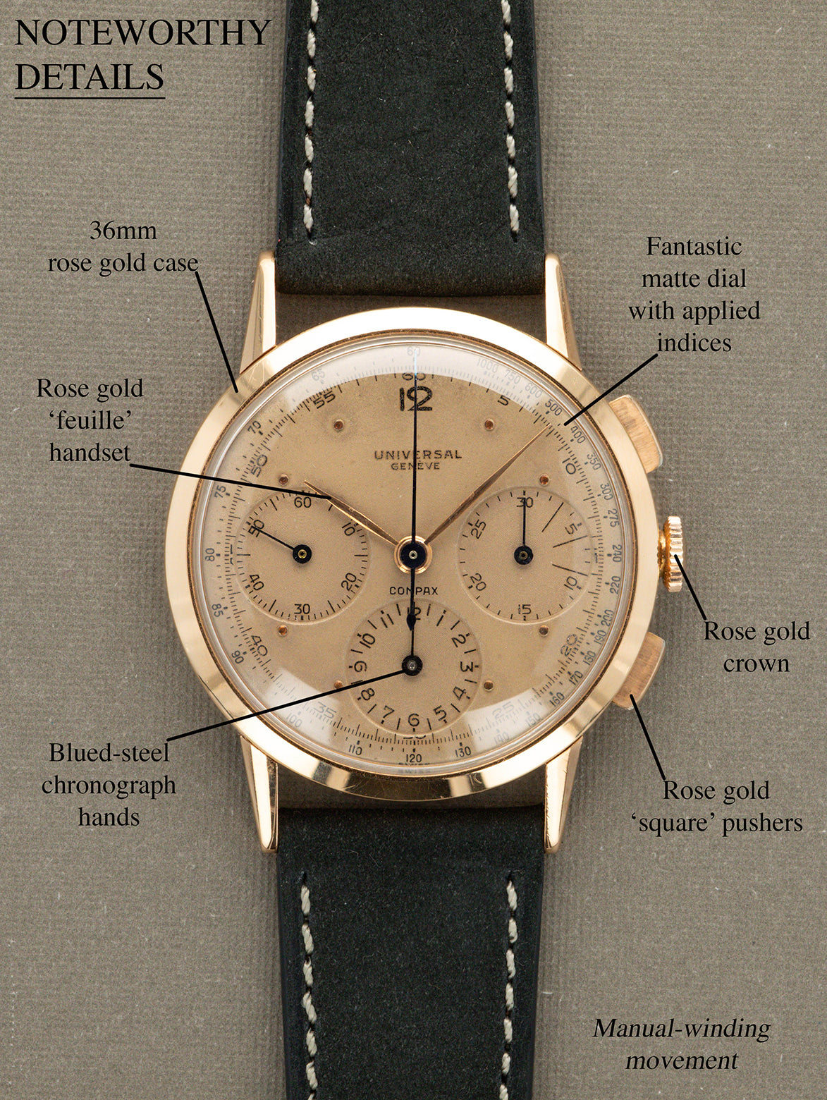 Universal Genève Compax Ref. 12558 - Patinated Pink Dial