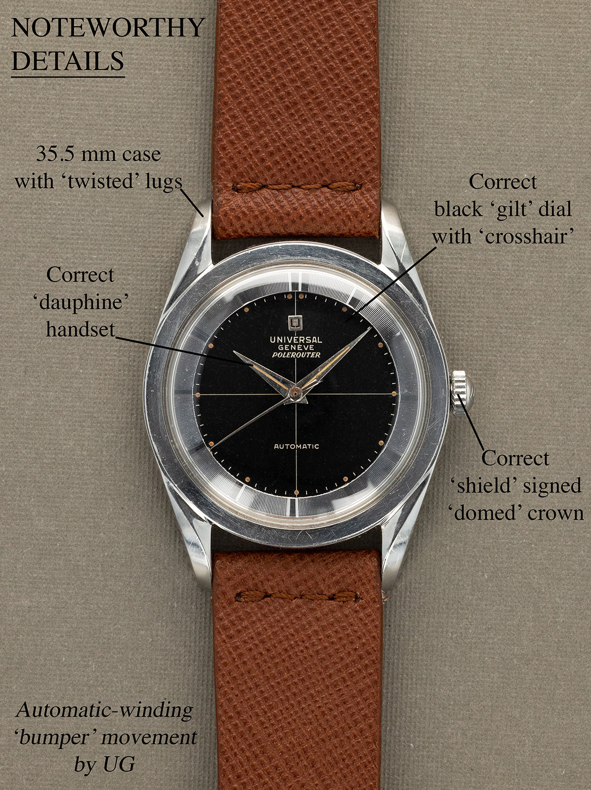 Universal Genève Polerouter Ref. H 20217-4 - Gilt 'Crosshair' Dial Unpolished