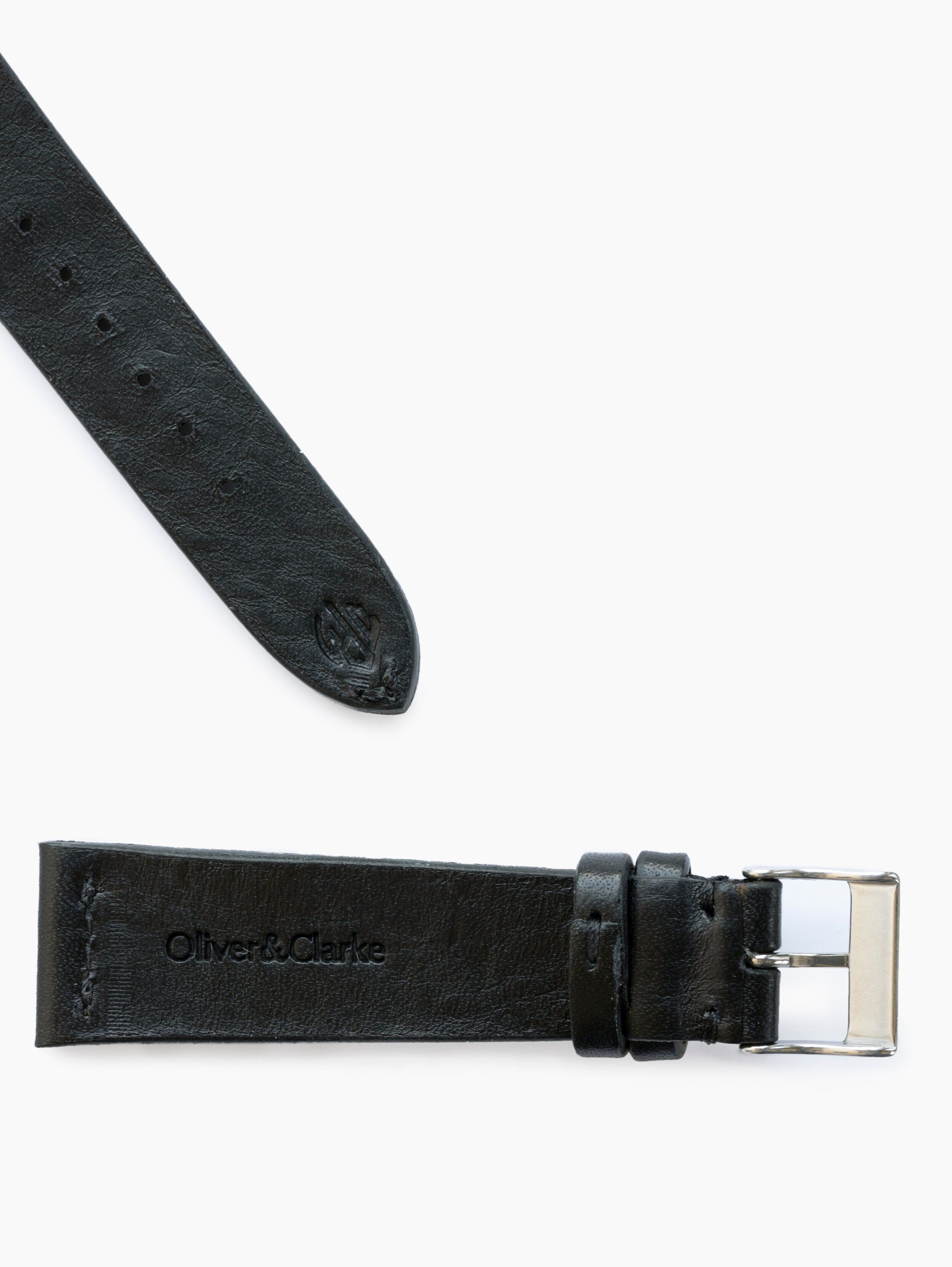 Black JPM x Oliver & Clarke Leather Watch Strap