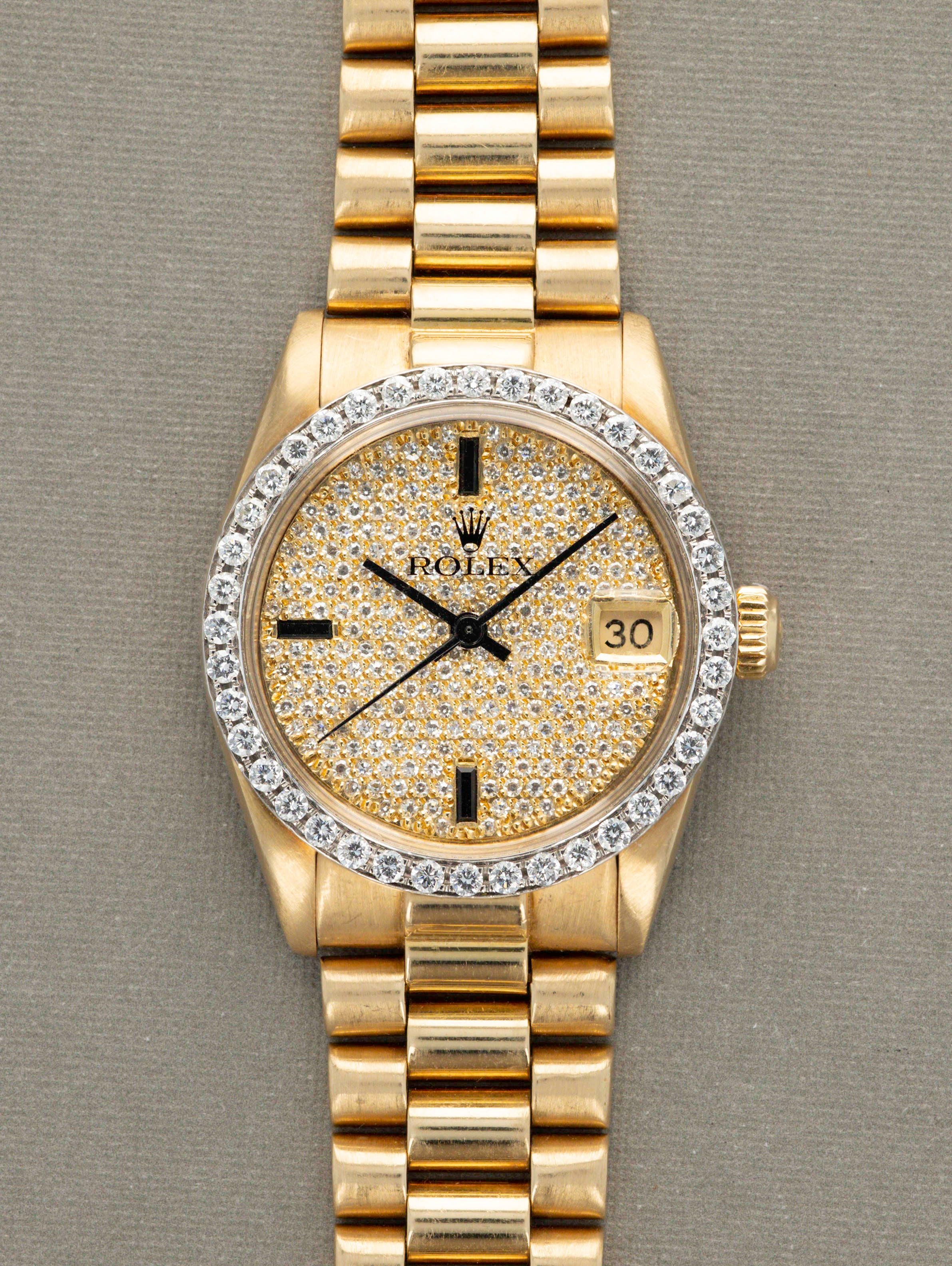 Rolex Datejust 'Midsize' Ref. 6828 - Factory Pave Diamond Dial & Bezel