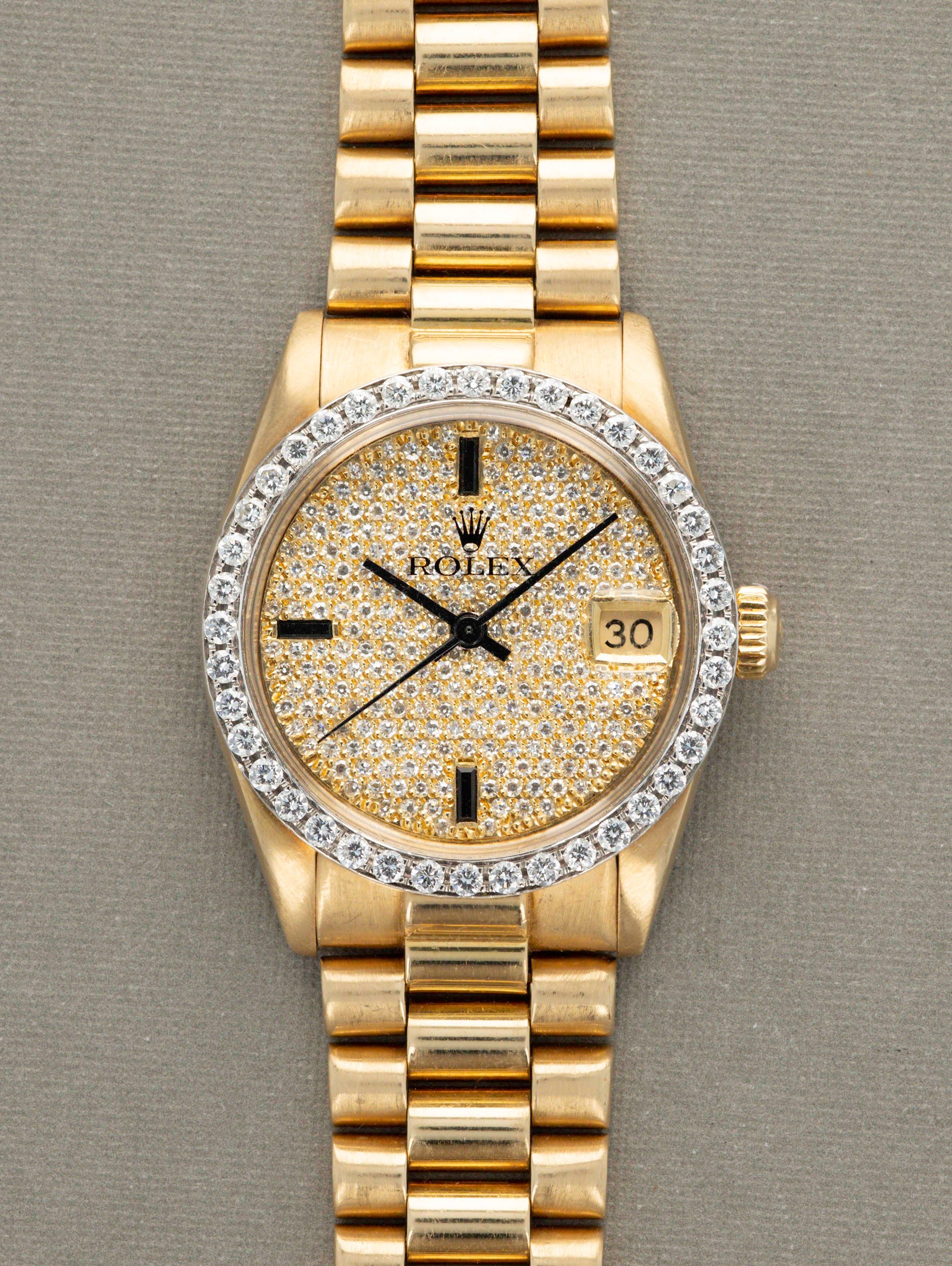 Rolex Datejust Ref. 6828 - Pave Diamond Dial & Diamond Bezel