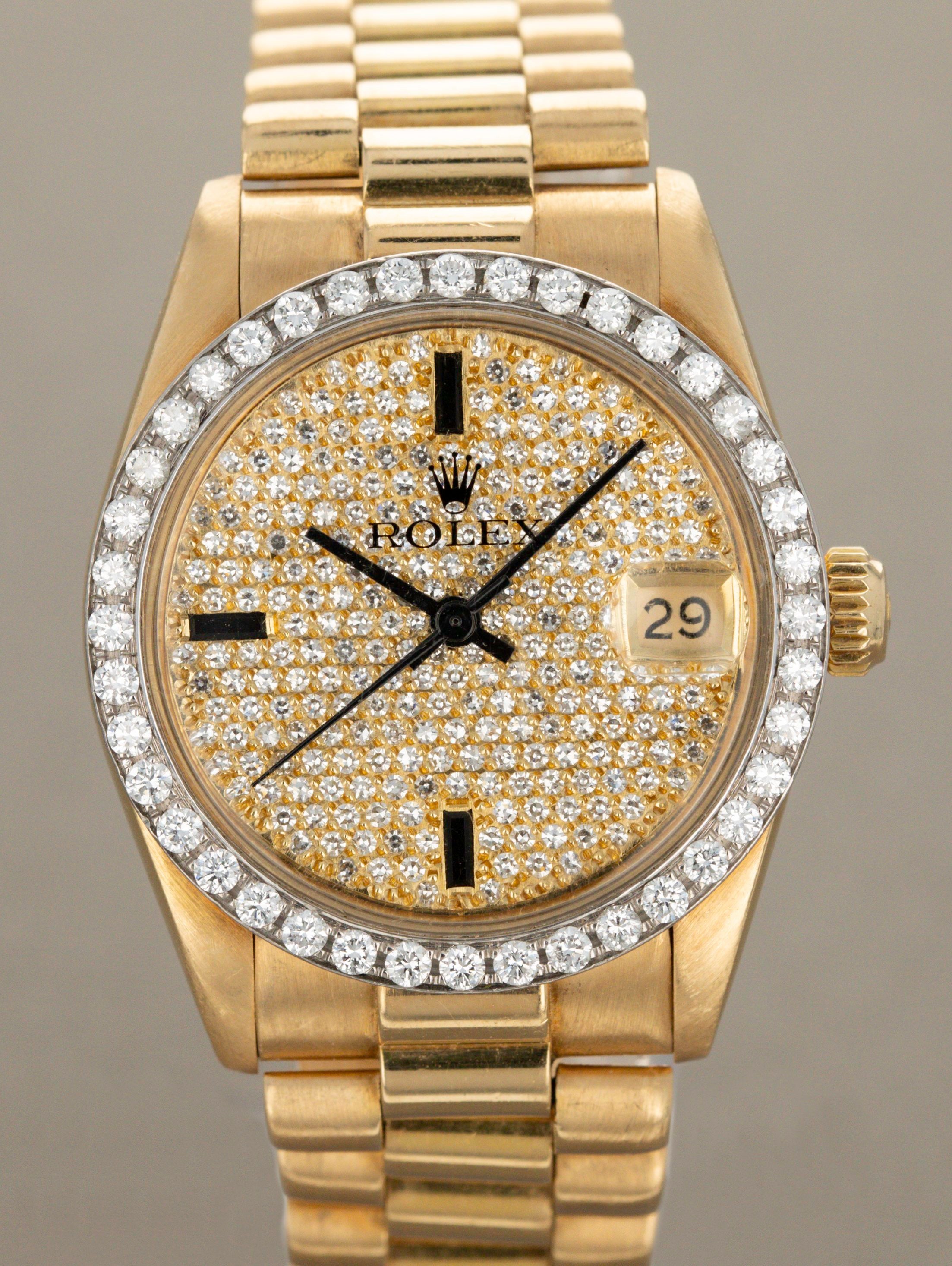 Rolex Datejust 'Midsize' Ref. 6828 - Factory Pave Diamond Dial & Bezel