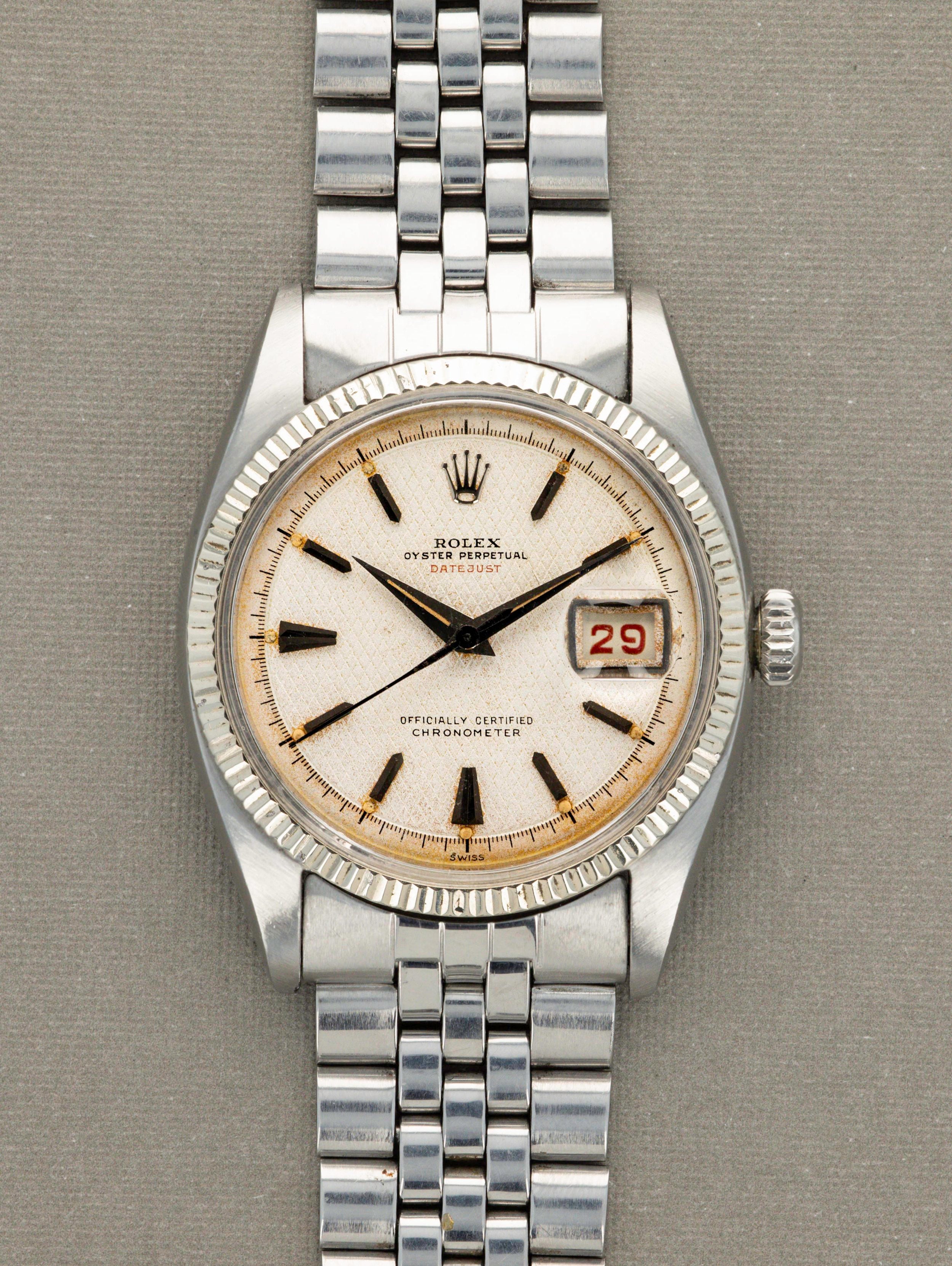 Rolex Datejust Ref. 6305-1  - White 'Honeycomb' Dial with 'Roulette' Date