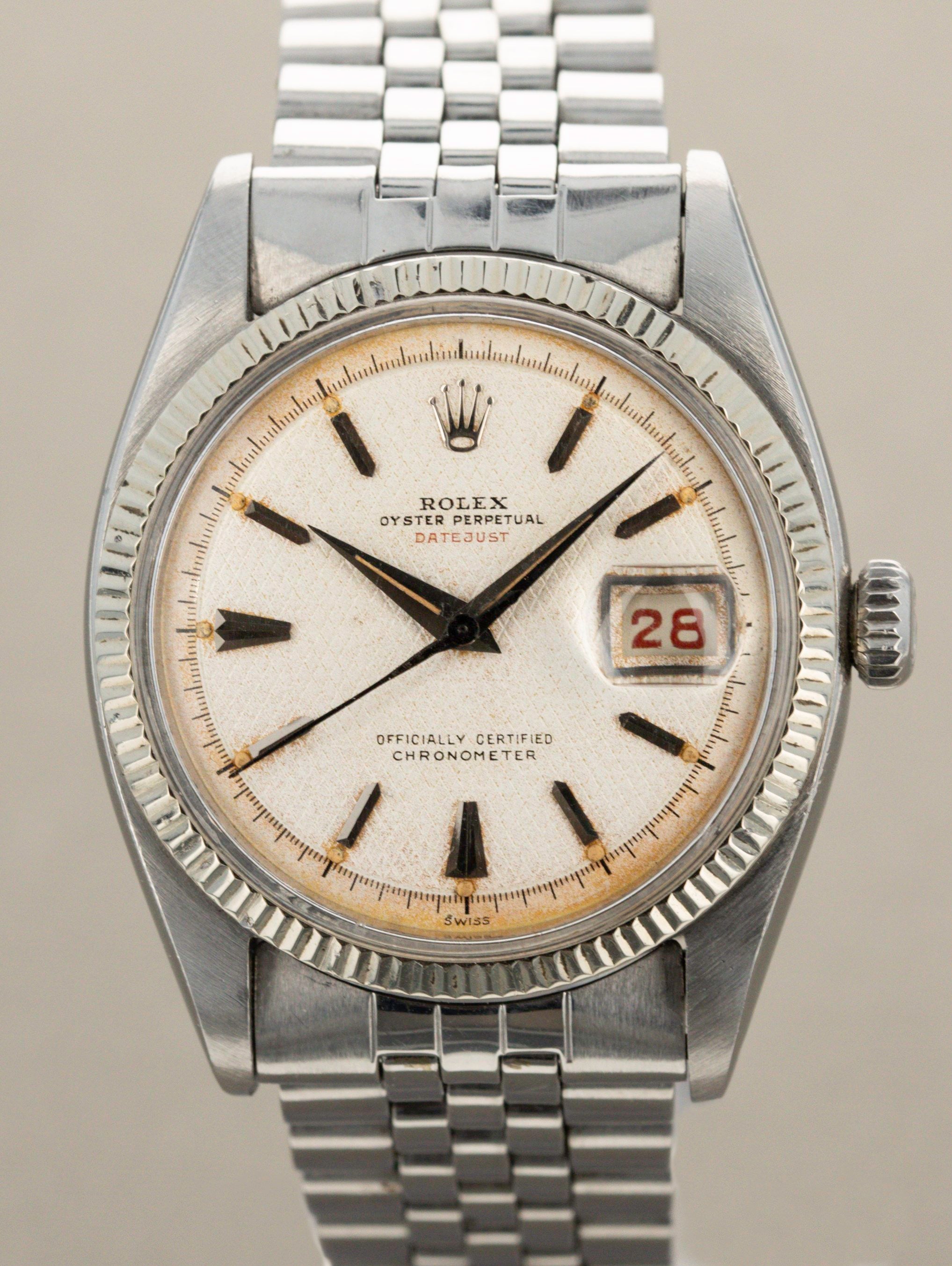 Rolex Datejust Ref. 6305-1  - White 'Honeycomb' Dial with 'Roulette' Date