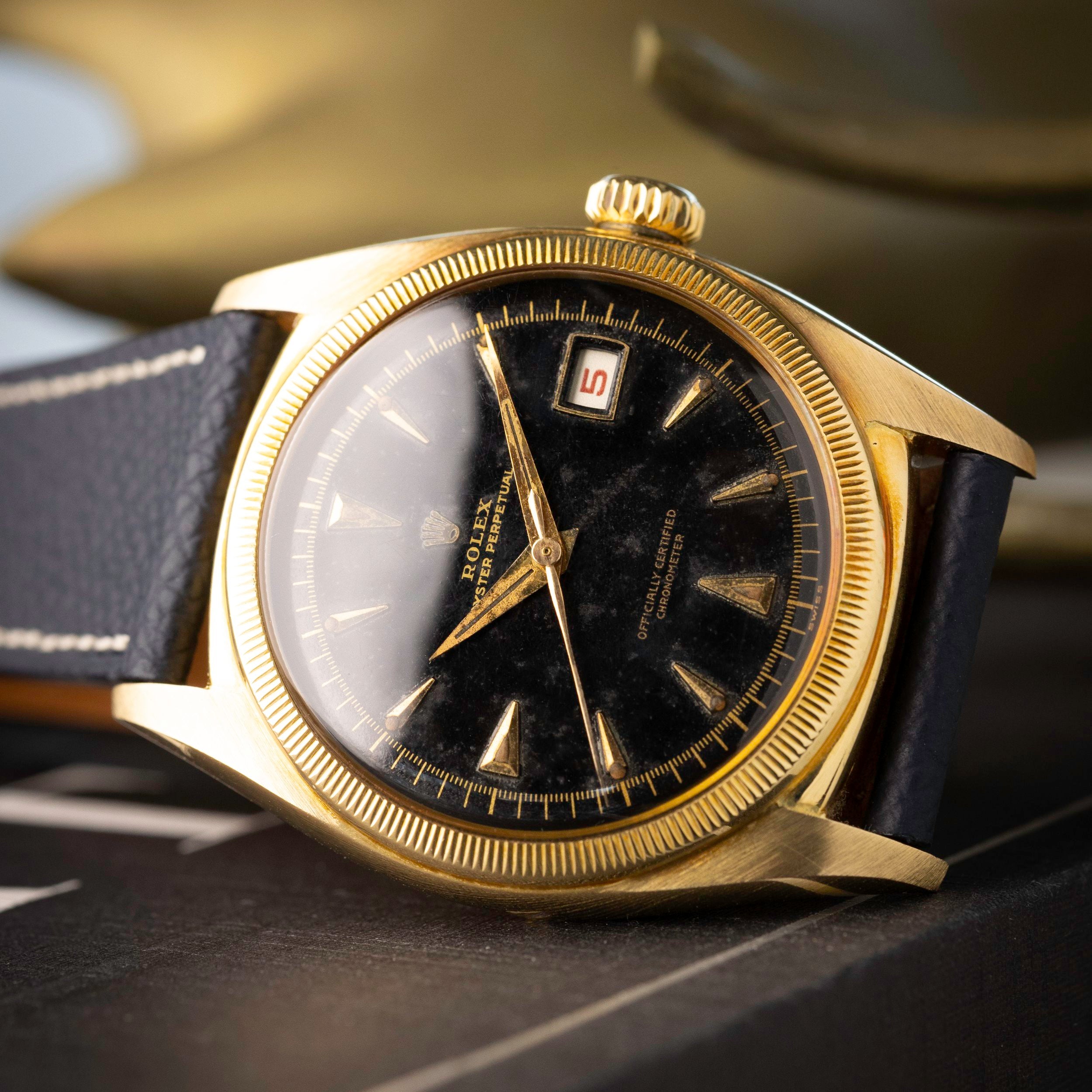 Rolex Datejust Ref 6105 - Ovettone with Black Gilt Dial