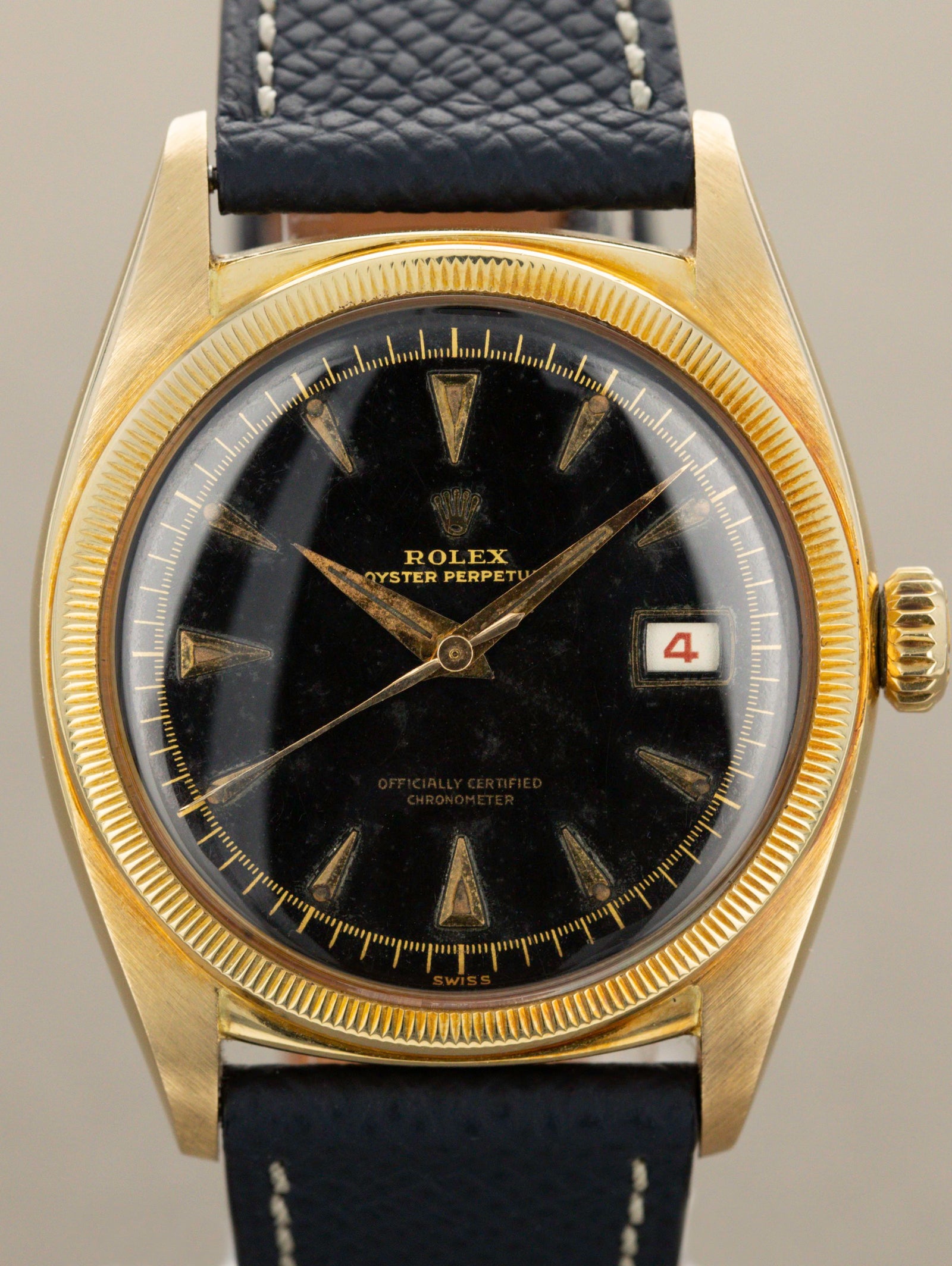 Rolex Datejust Ref 6105 - Ovettone with Black Gilt Dial