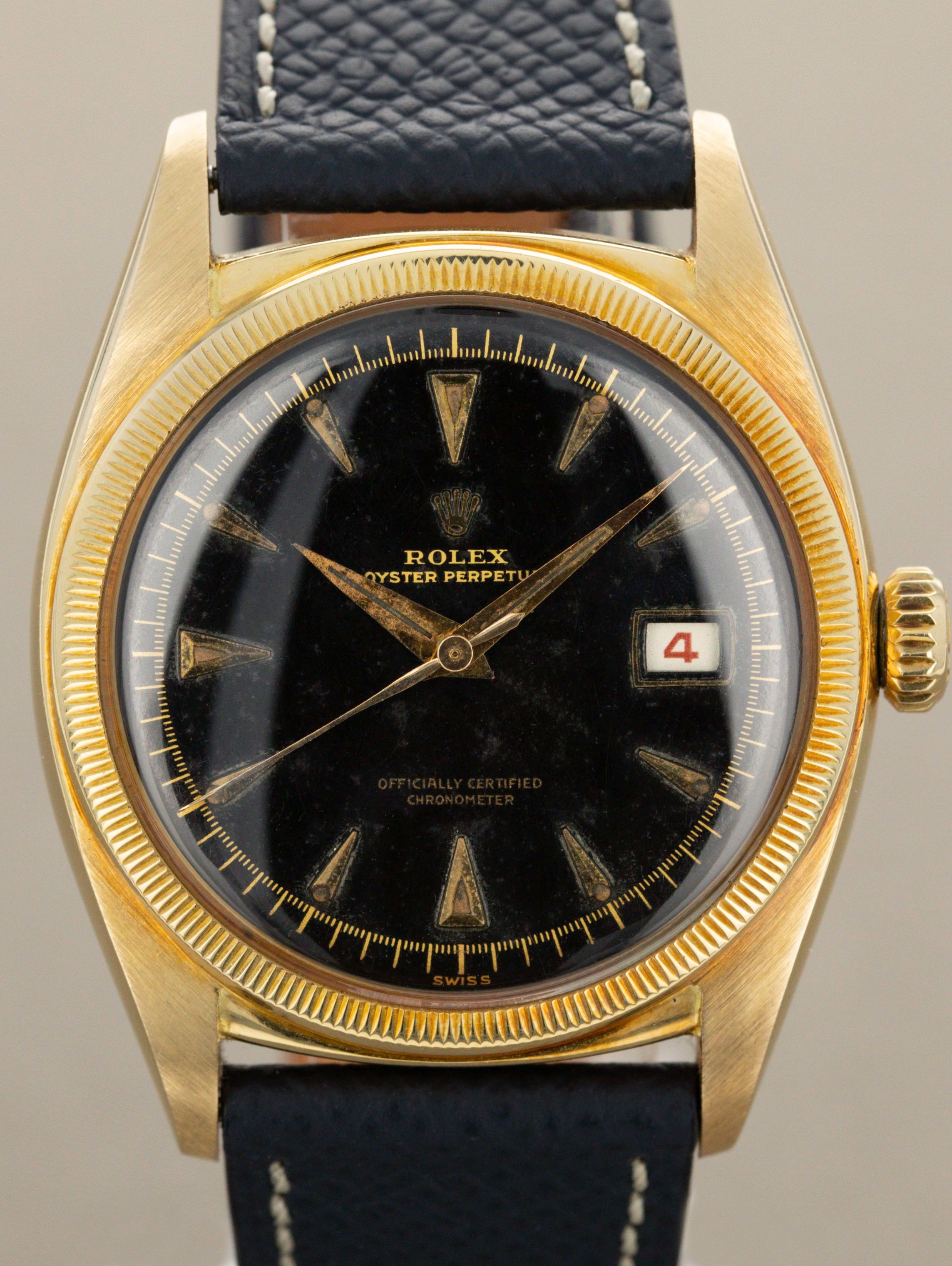 Rolex Datejust Ref 6105 - Ovettone with Black Gilt Dial