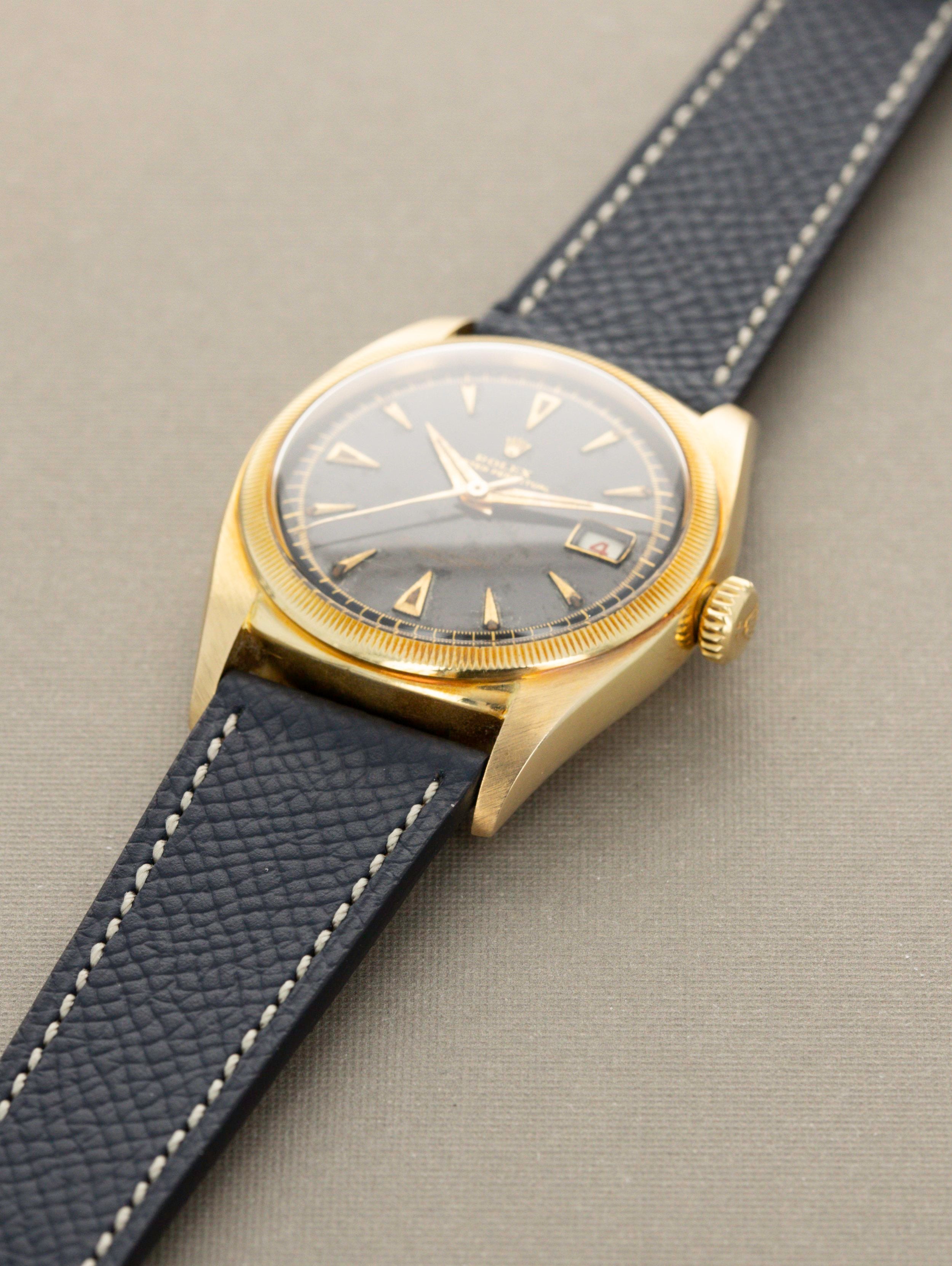 Rolex Datejust Ref 6105 - Ovettone with Black Gilt Dial