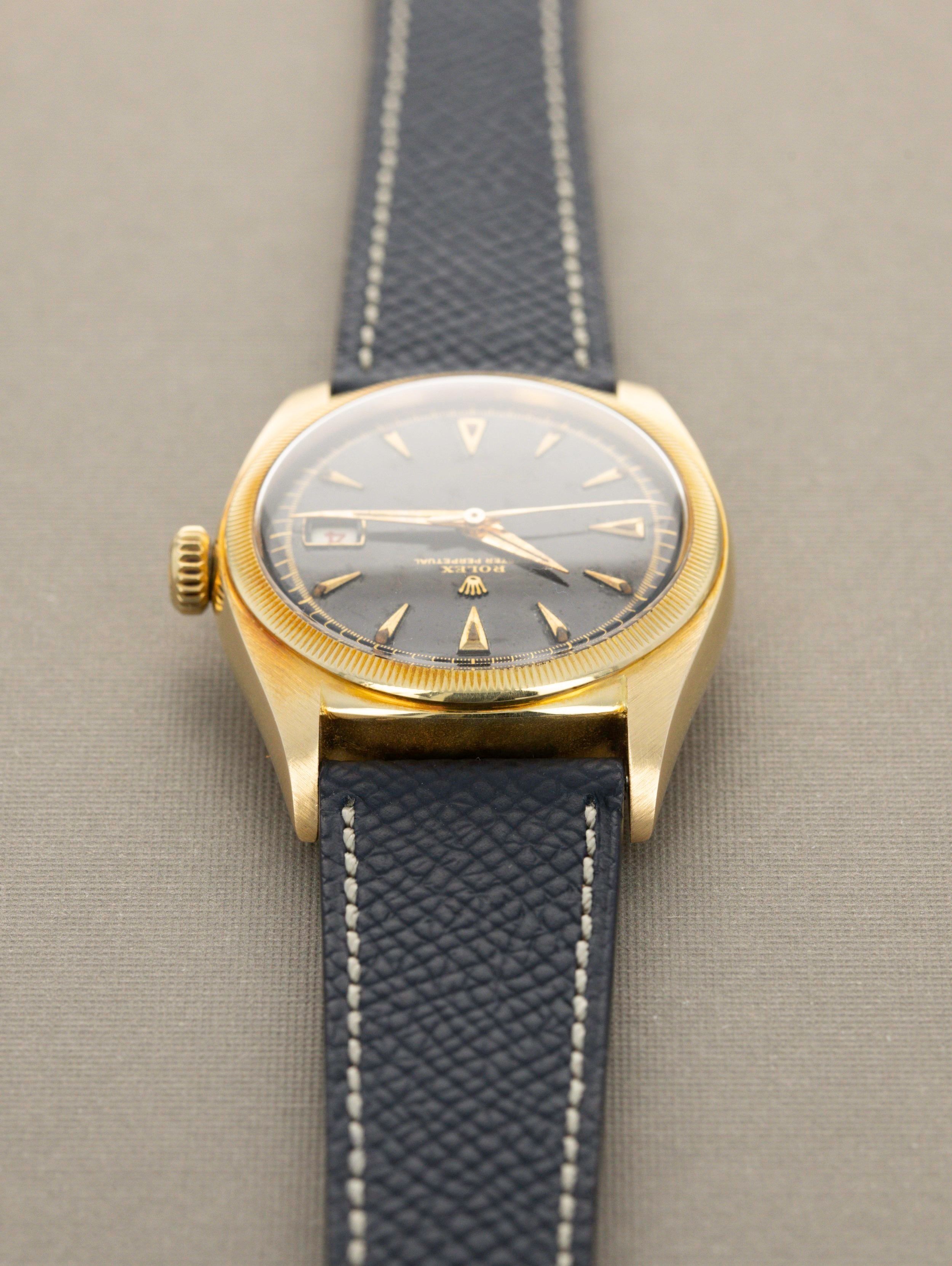 Rolex Datejust Ref 6105 - Ovettone with Black Gilt Dial