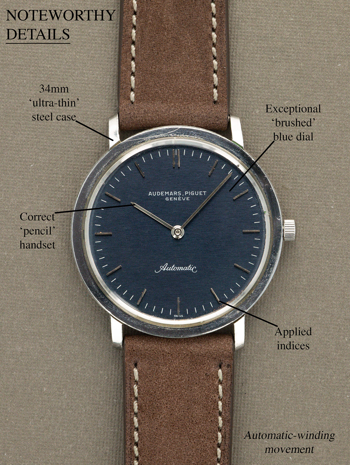 Audemars Piguet Steel Dress Watch Ref. 5273 - 'Brushed' Blue Dial Unpolished