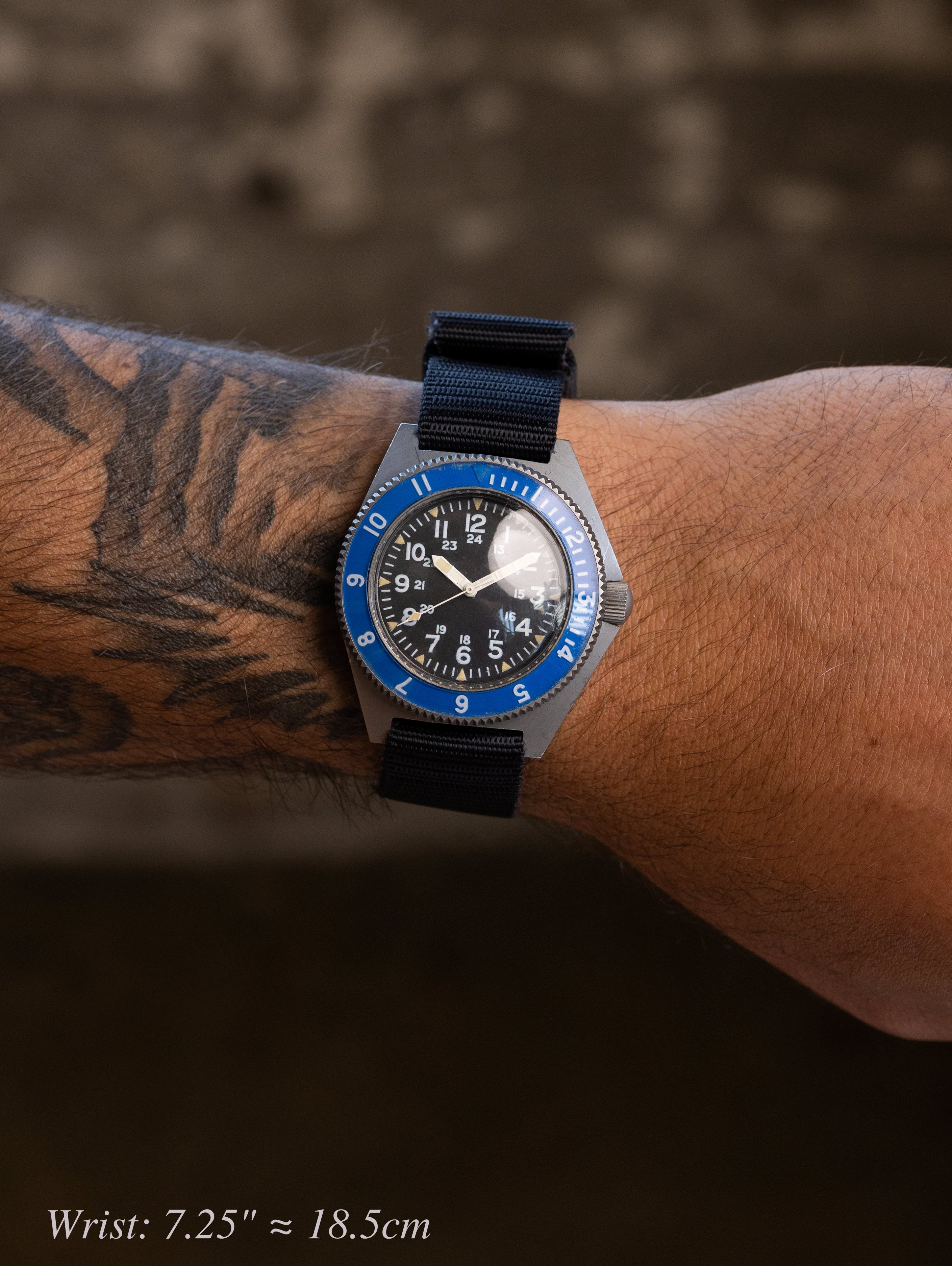 Benrus Type II Class A - 'Sterile' Dial Military Issued w/ Blue Prototype Bezel