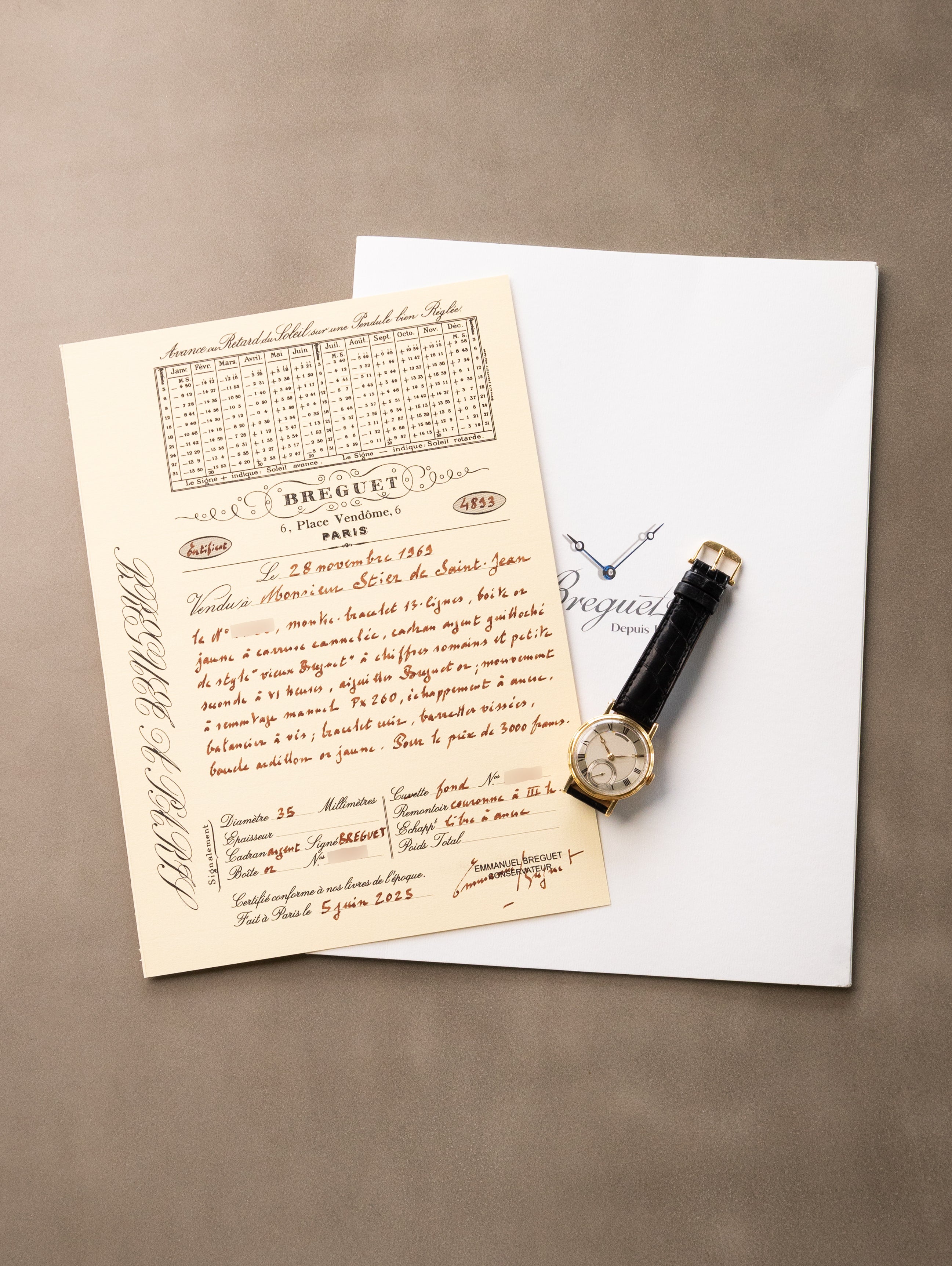Breguet Empire - Silver 'Guilloché' Dial & Peseux 260 Movement w/ Extract