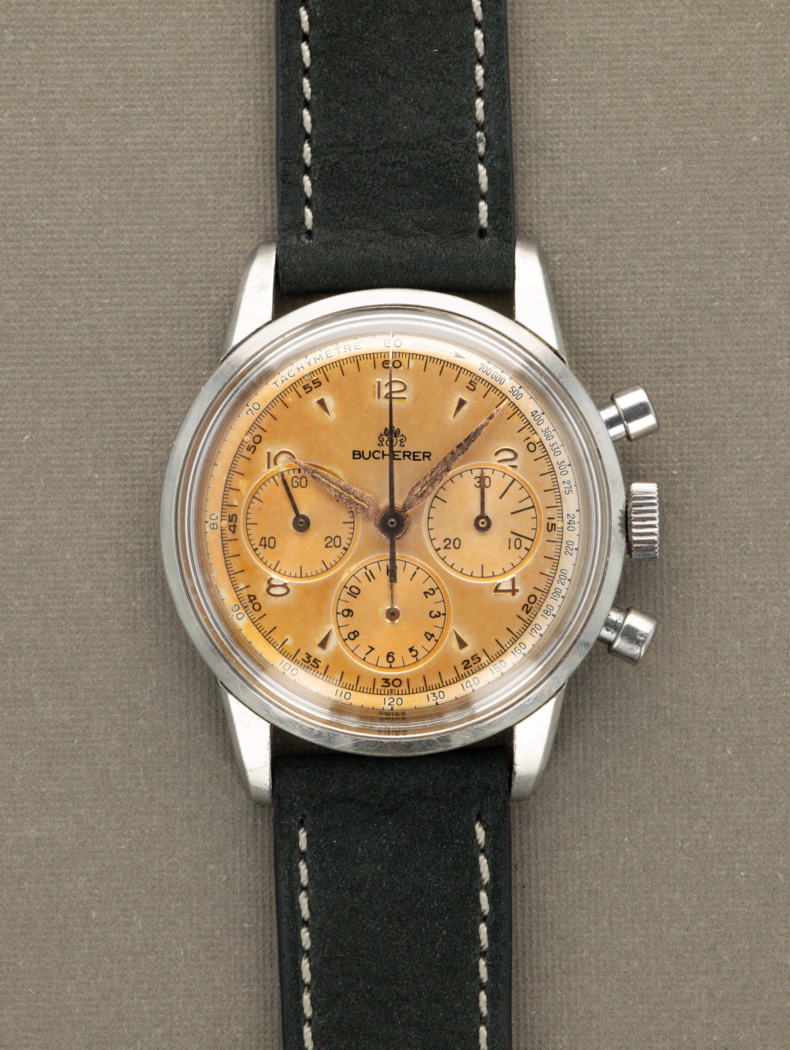 Bucherer Chronograph Ref. 805-2 - 'Tropical' Silver Dial w/ Lemaina Cal. 2520 Unpolished