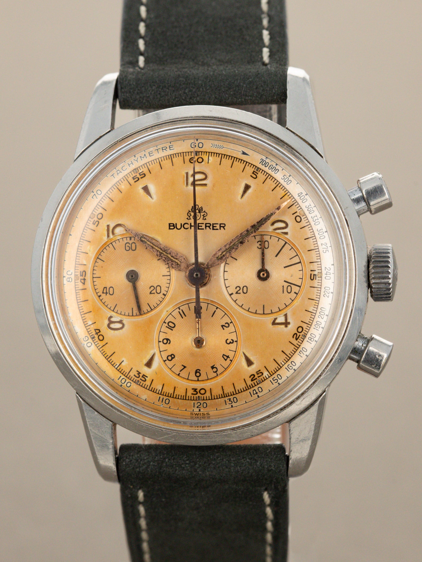 Bucherer Chronograph Ref. 805-2 - 'Tropical' Silver Dial w/ Lemaina Cal. 2520 Unpolished
