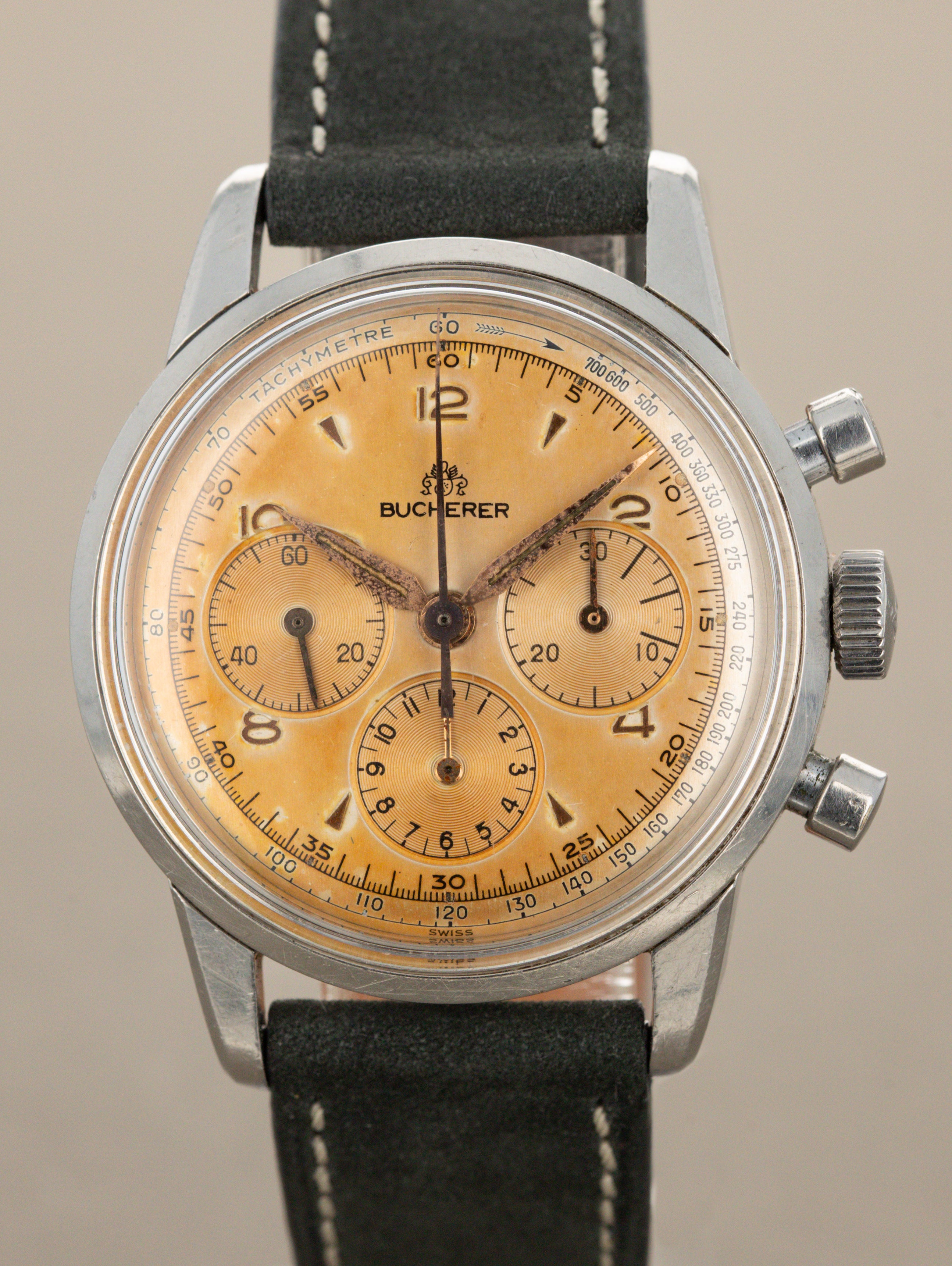 Bucherer Chronograph Ref. 805-2 - 'Tropical' Silver Dial w/ Lemaina Cal. 2520 Unpolished
