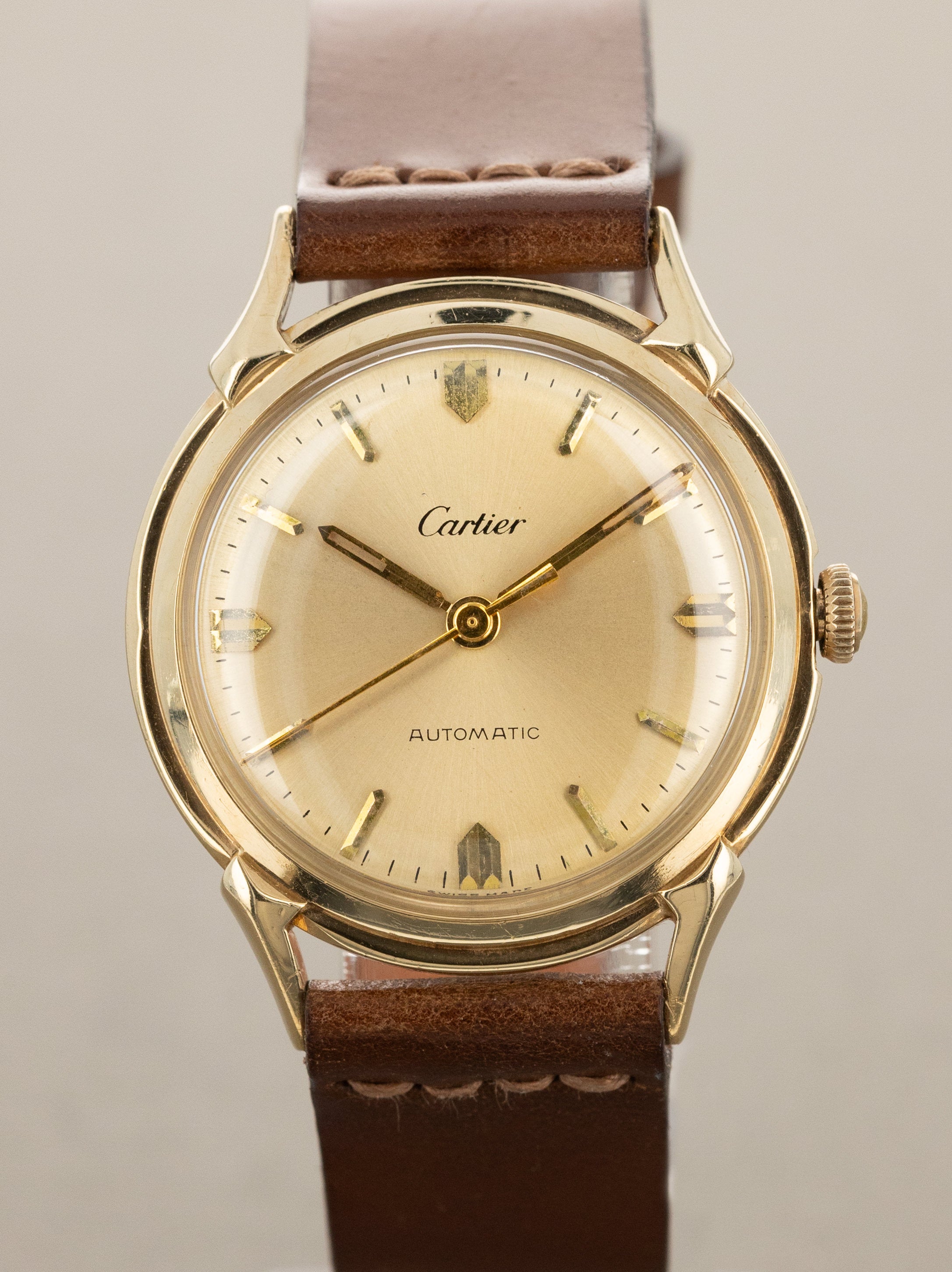 Cartier 'Fancy Lug' Automatic Dress Watch - 14K Yellow Gold