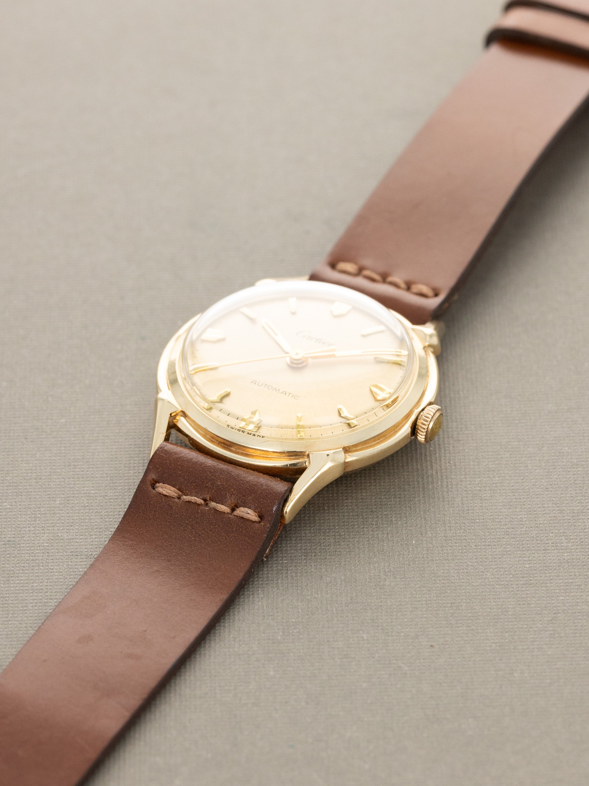 Cartier 'Fancy Lug' Automatic Dress Watch - 14K Yellow Gold