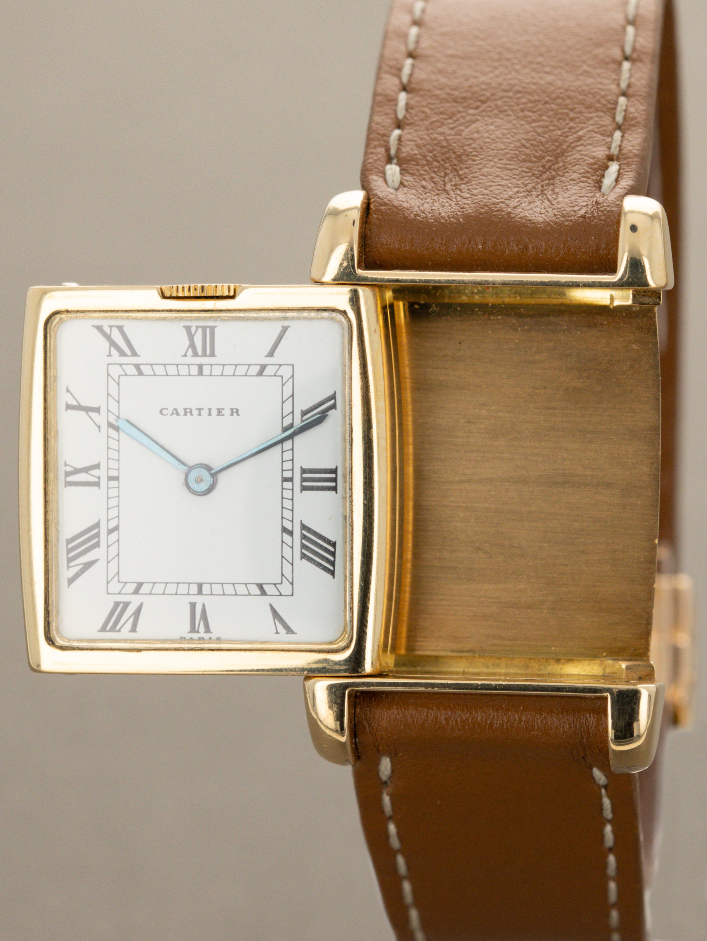 Cartier Tank Reverso 'Dual Time' - White & Gold 'Paris' Dials Full Set