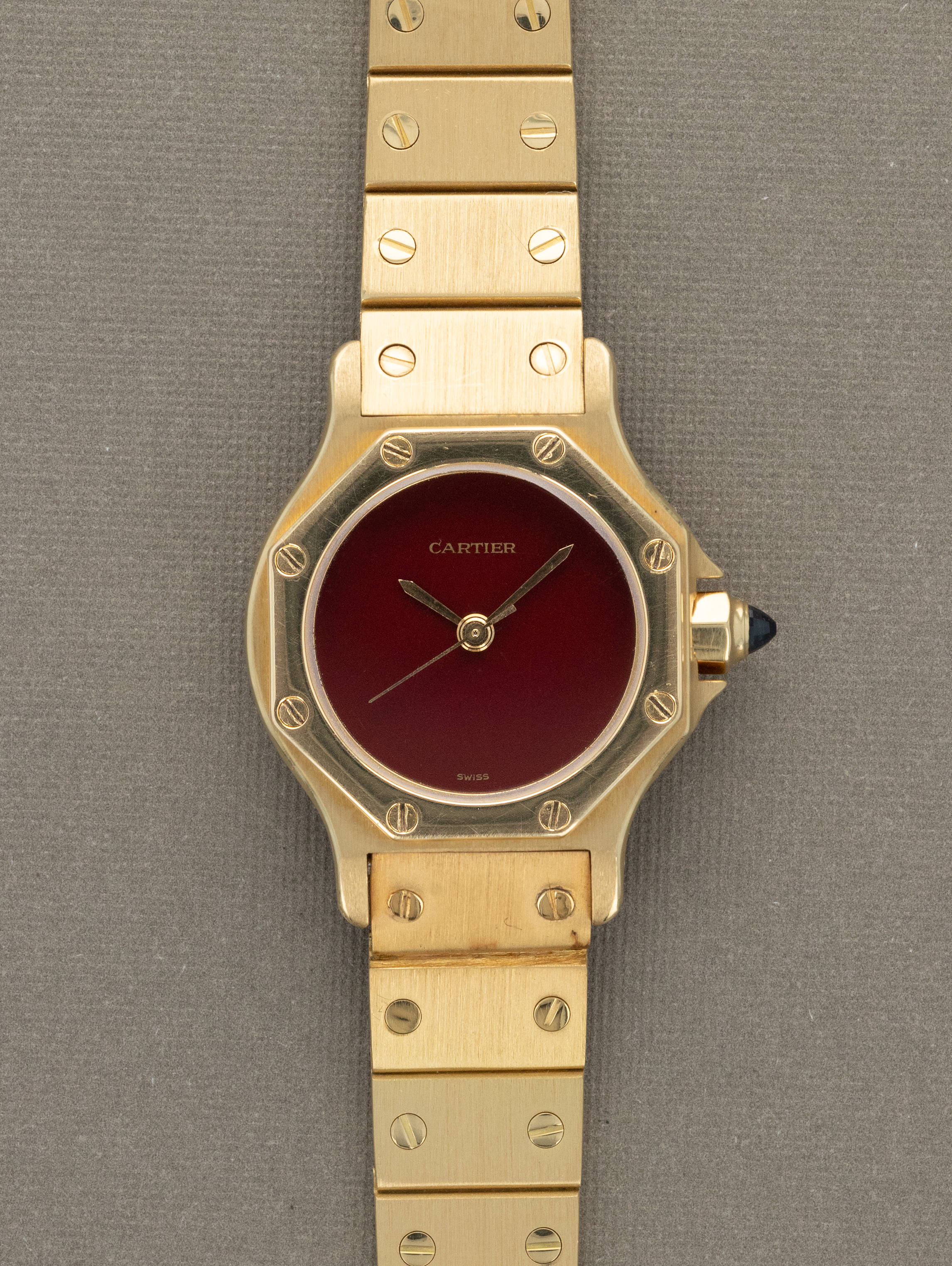 Cartier Santos 'Octagon' Ref. 0906 - 'Burgundy' Lacquer Dial Unpolishe