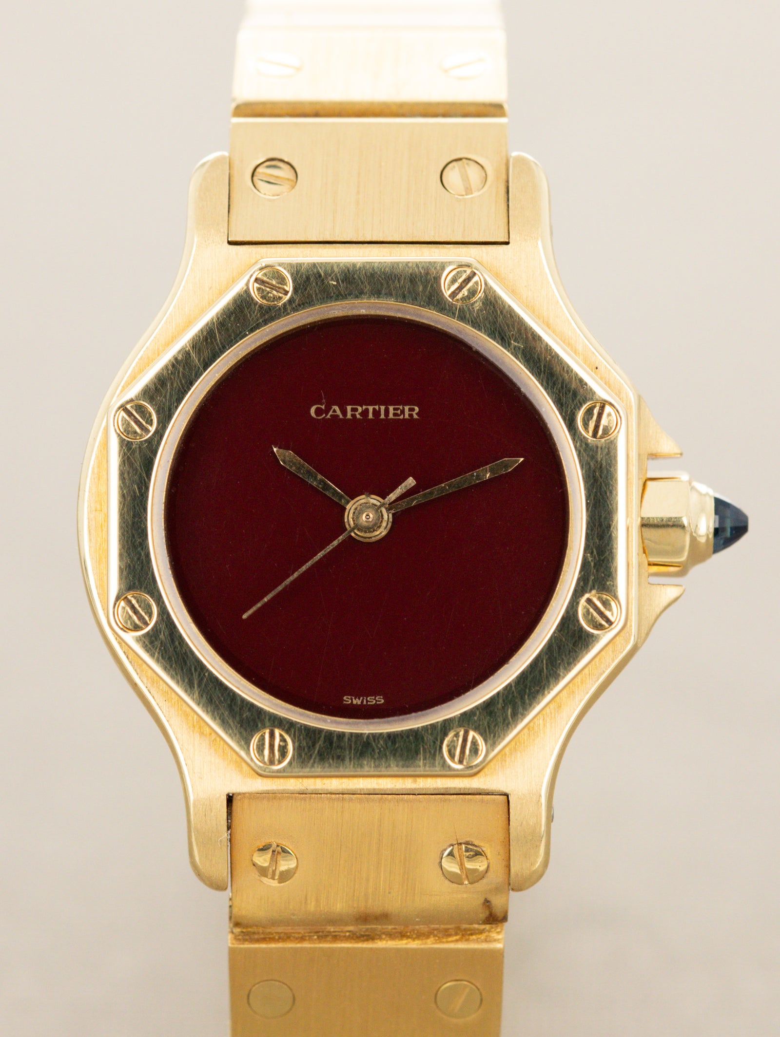 Cartier Santos 'Octagon' Ref. 0906 - 'Burgundy' Lacquer Dial Unpolished