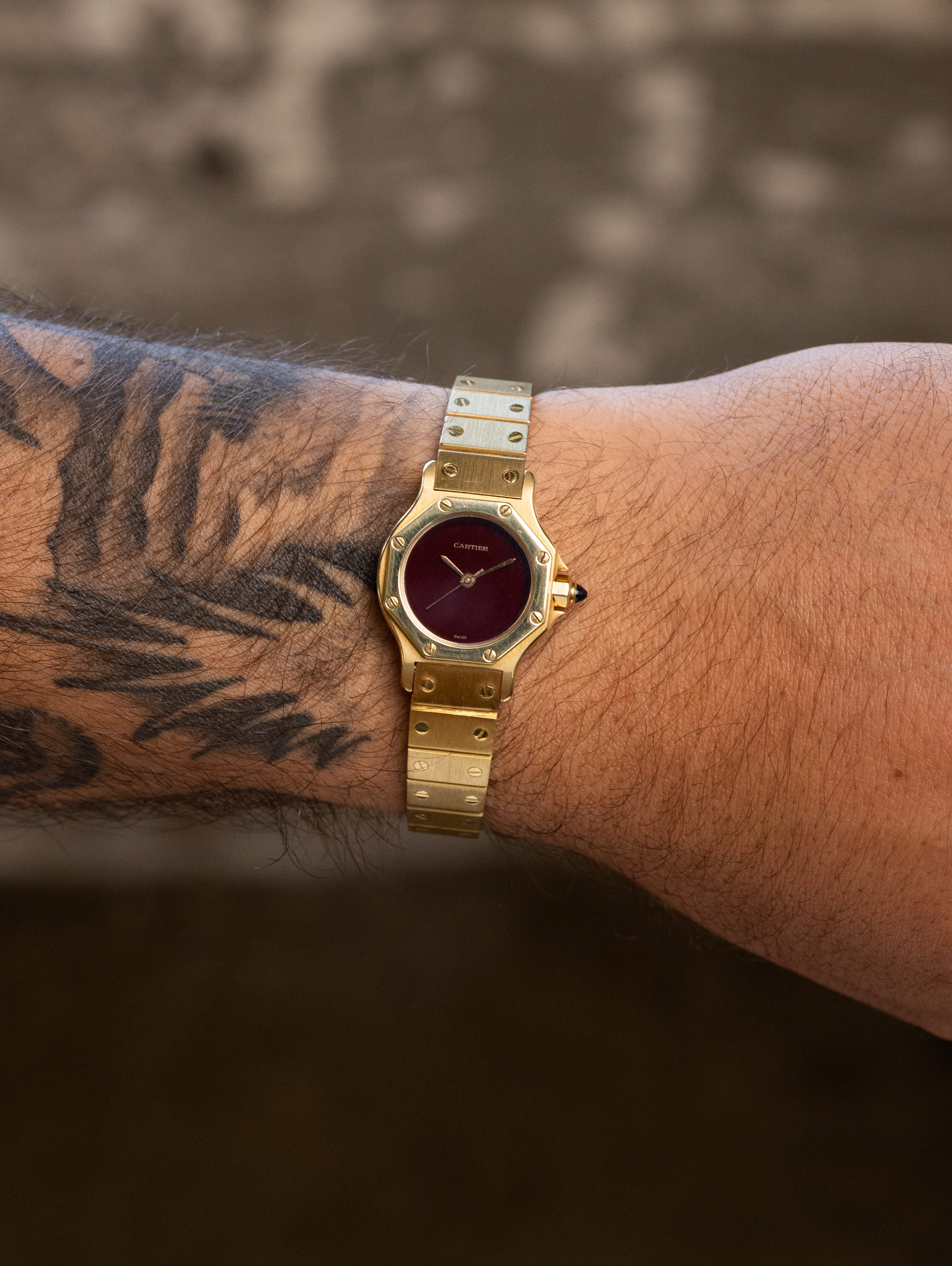 Cartier Santos 'Octagon' Ref. 0906 - 'Burgundy' Lacquer Dial Unpolishe