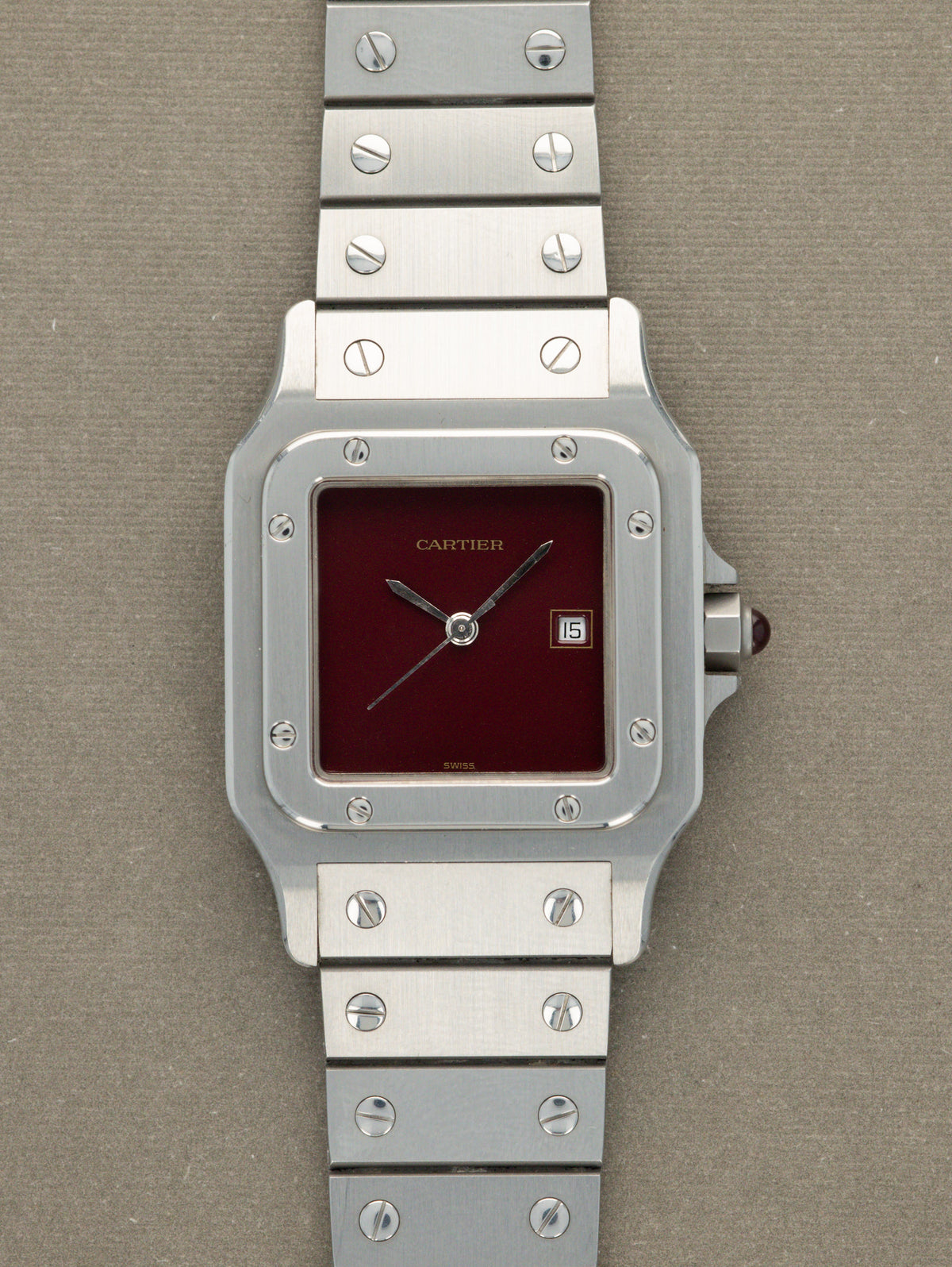 Cartier Santos Carrée Ref. 2960 - Burgundy Dial W/ Card & Booklet